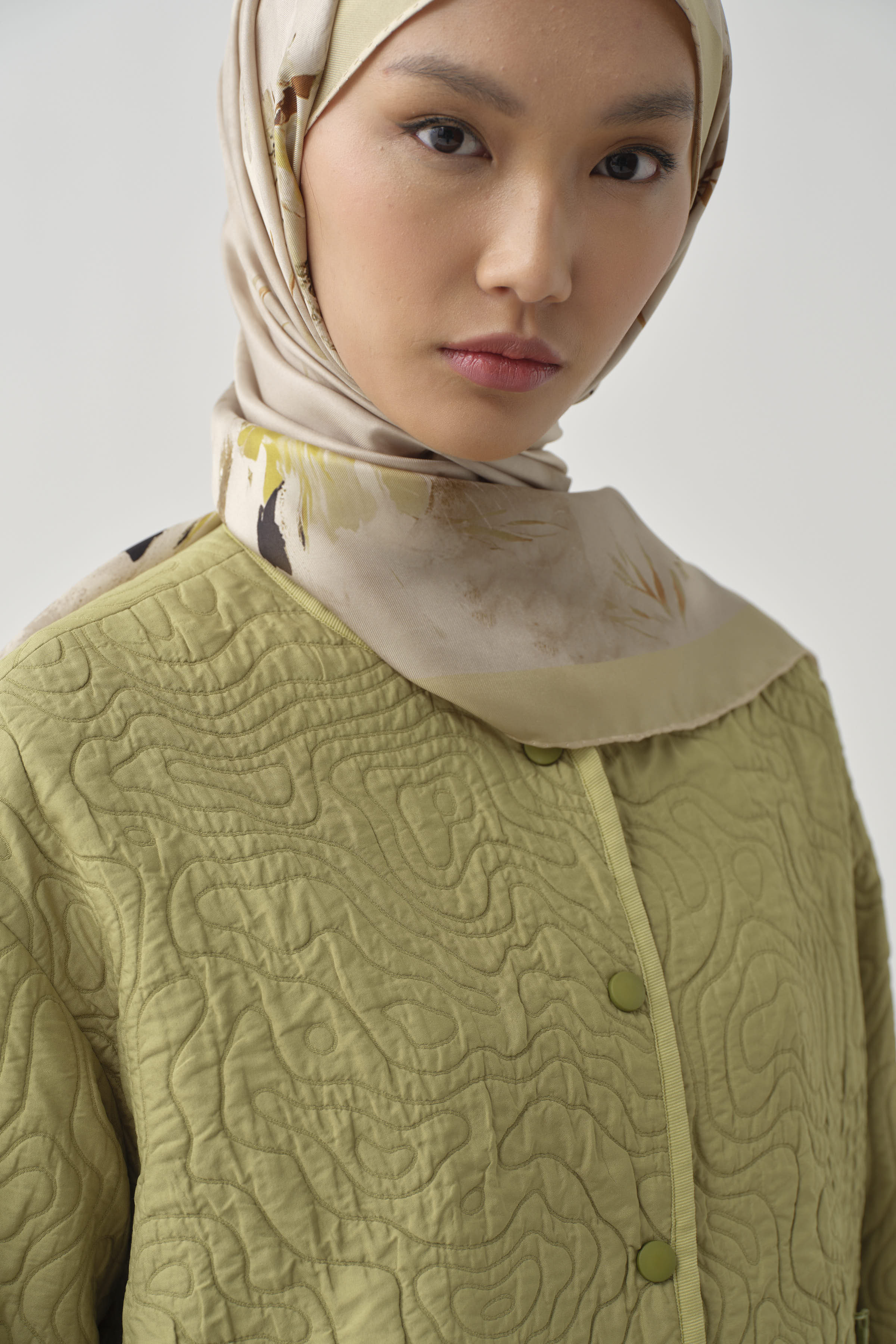 Grogren Biyeli Kapitone Crop Ceket - Olive TUGBA