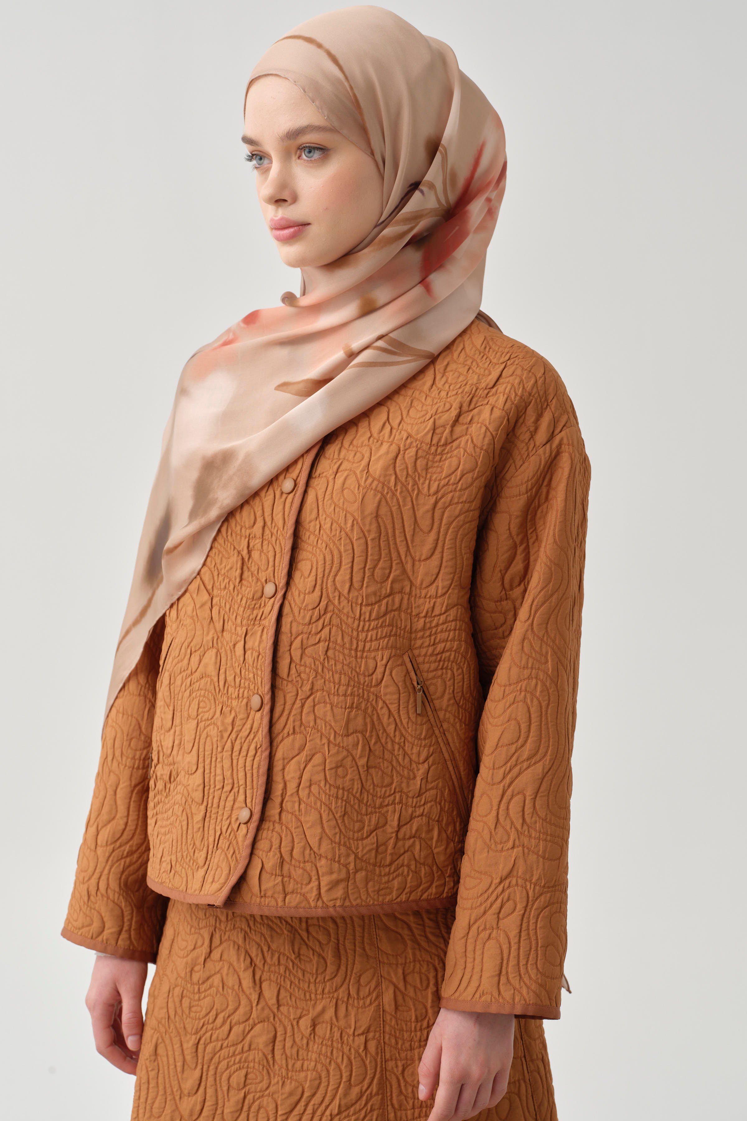 Grogren Biyeli Kapitone Crop Ceket - Tarçın TUGBA