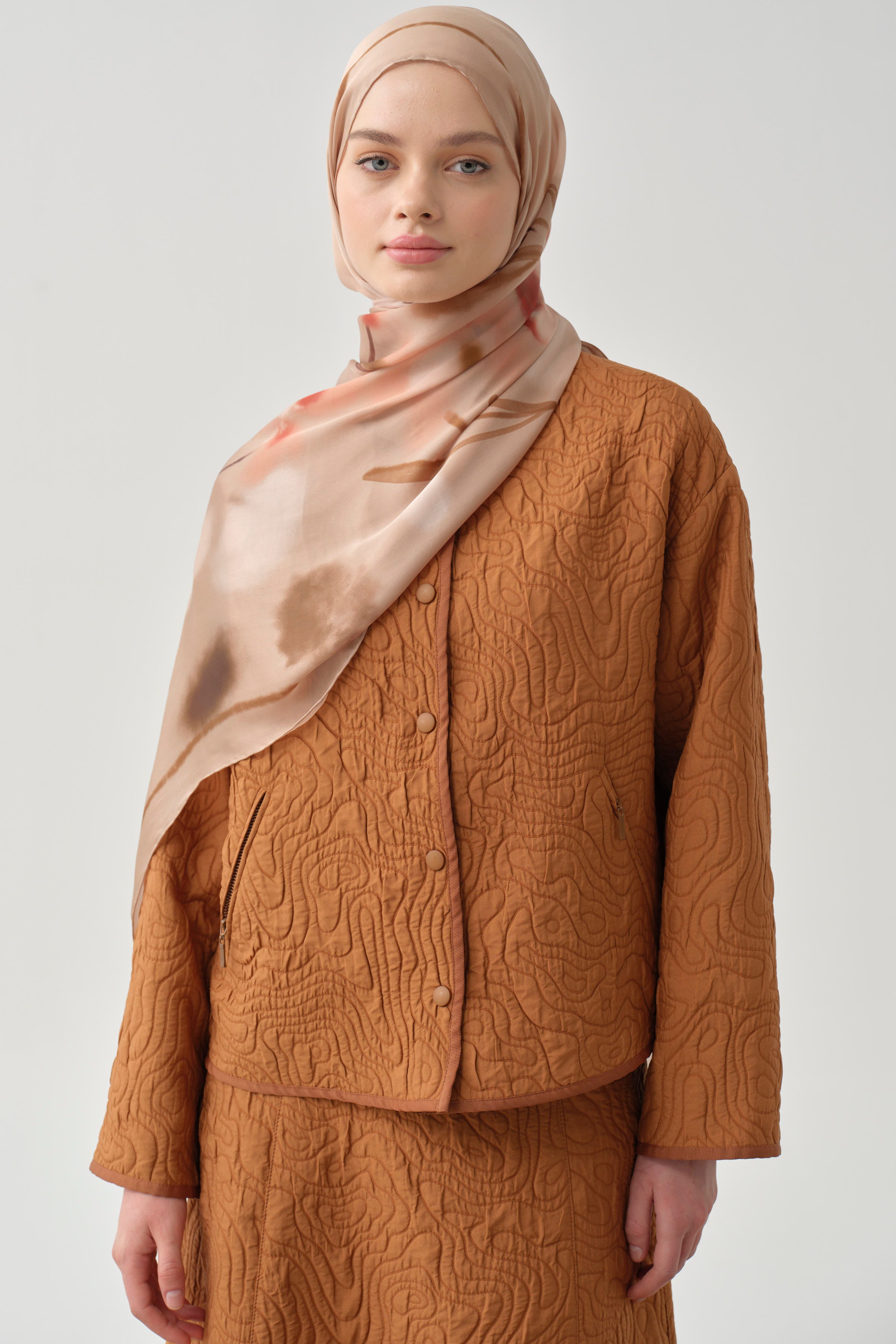 Grogren Biyeli Kapitone Crop Ceket - Tarçın TUGBA