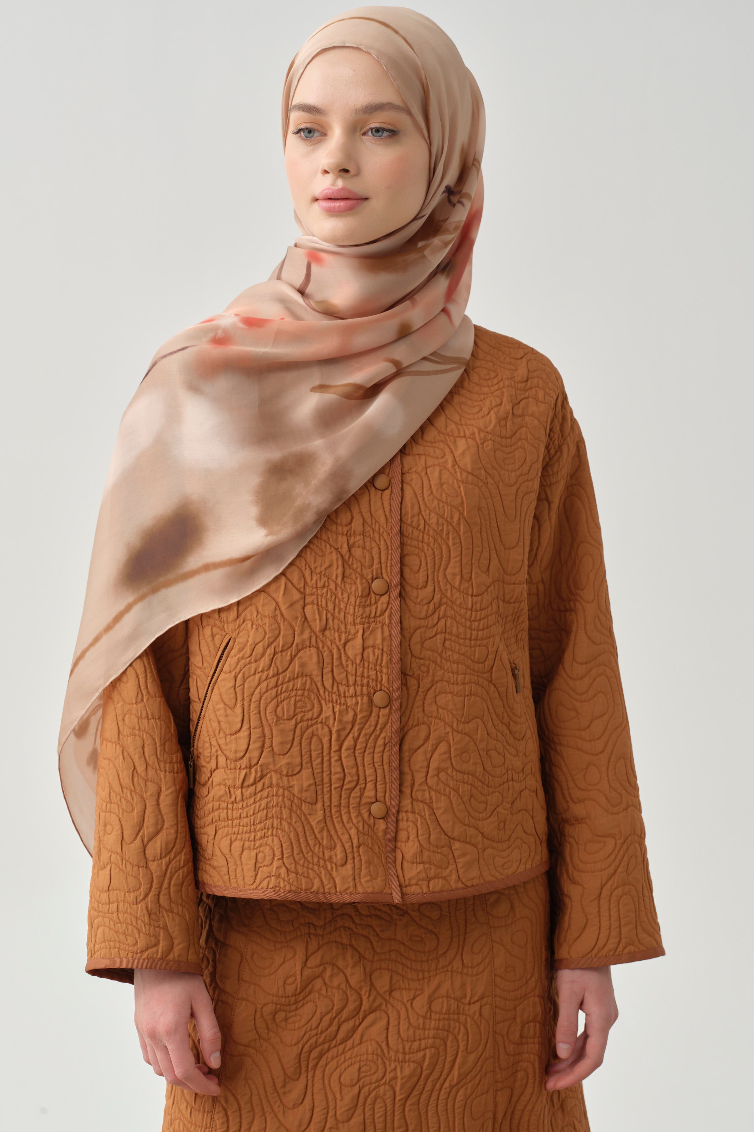 Grogren Biyeli Kapitone Crop Ceket - Tarçın TUGBA