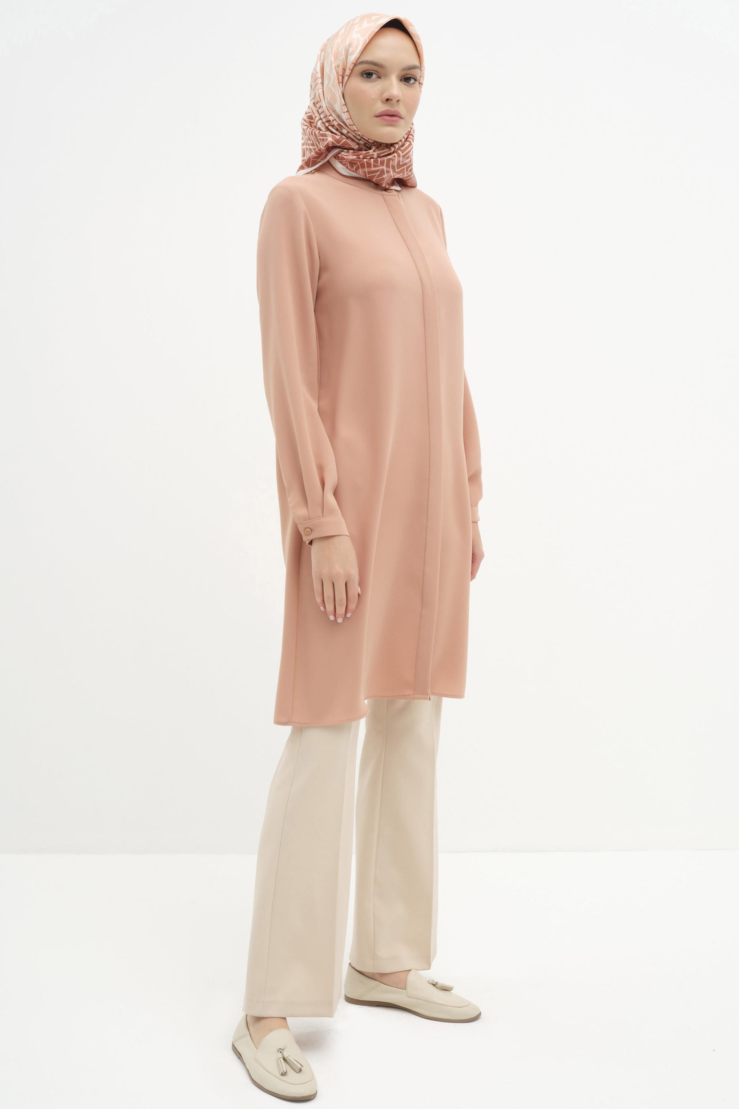 Hakim Yaka Gizli Patlı Tunik - Somon TUGBA