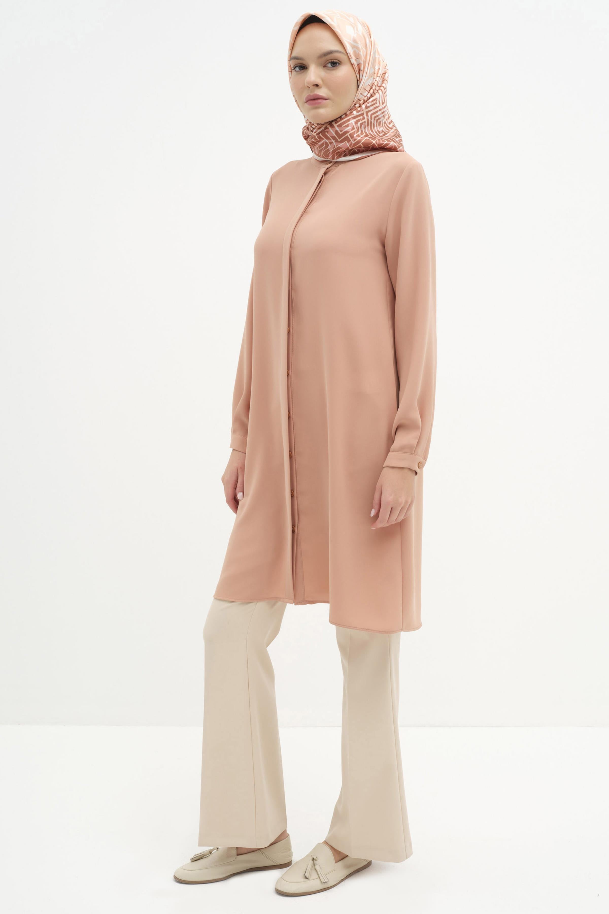 Hakim Yaka Gizli Patlı Tunik - Somon TUGBA