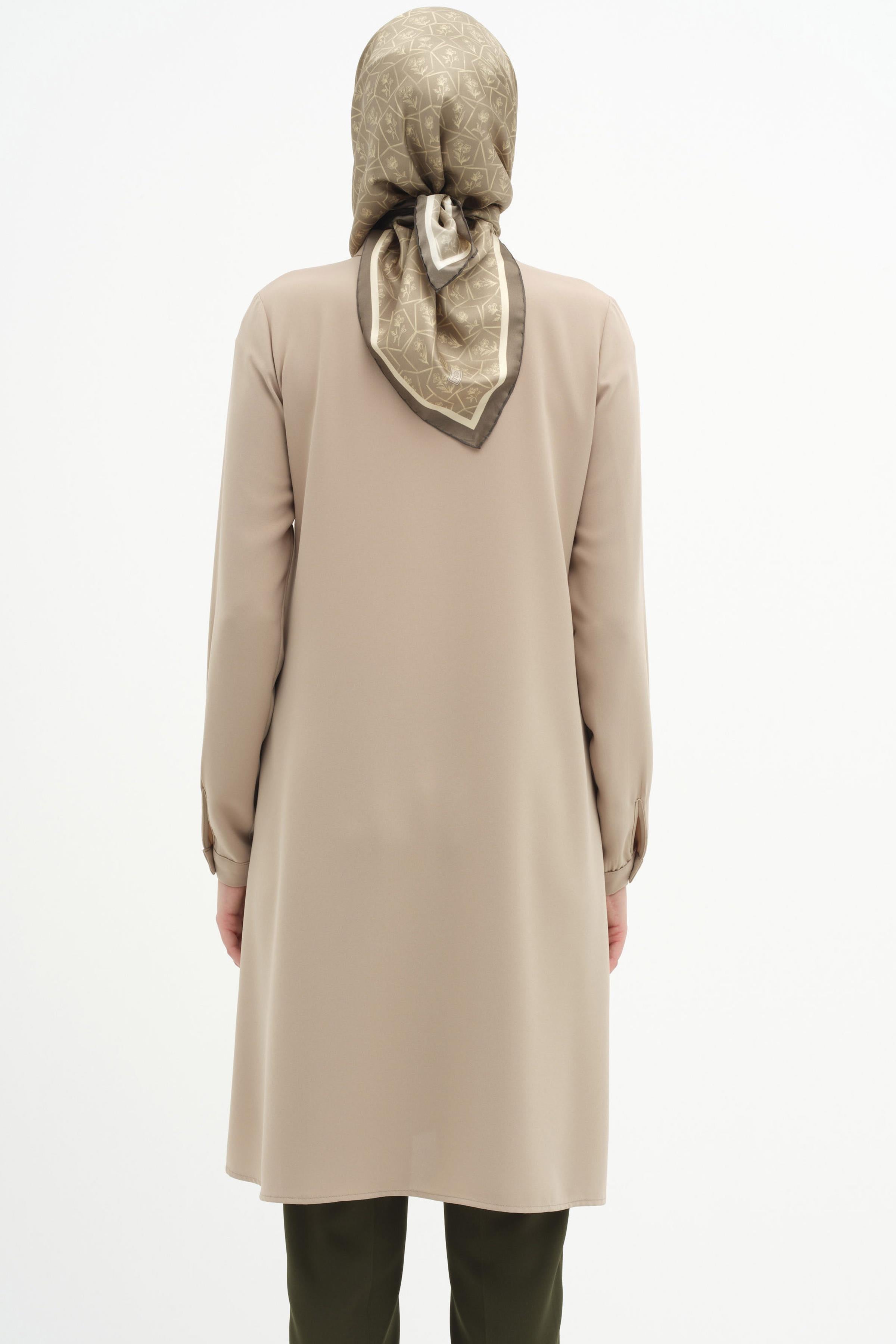 Hakim Yaka Gizli Patlı Tunik - Vizon TUGBA