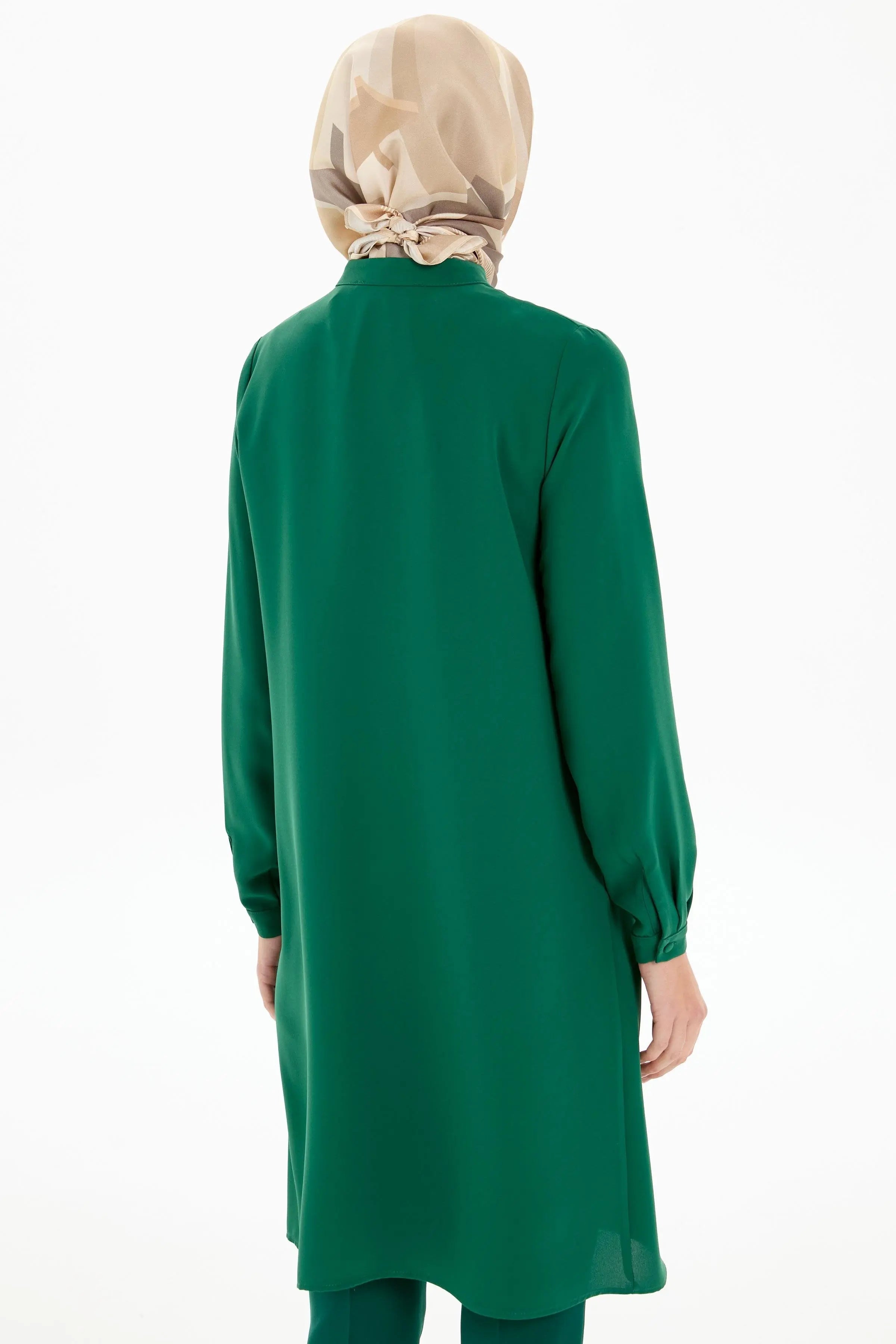 Hakim Yaka Gizli Patlı Tunik - Yeşil TUGBA