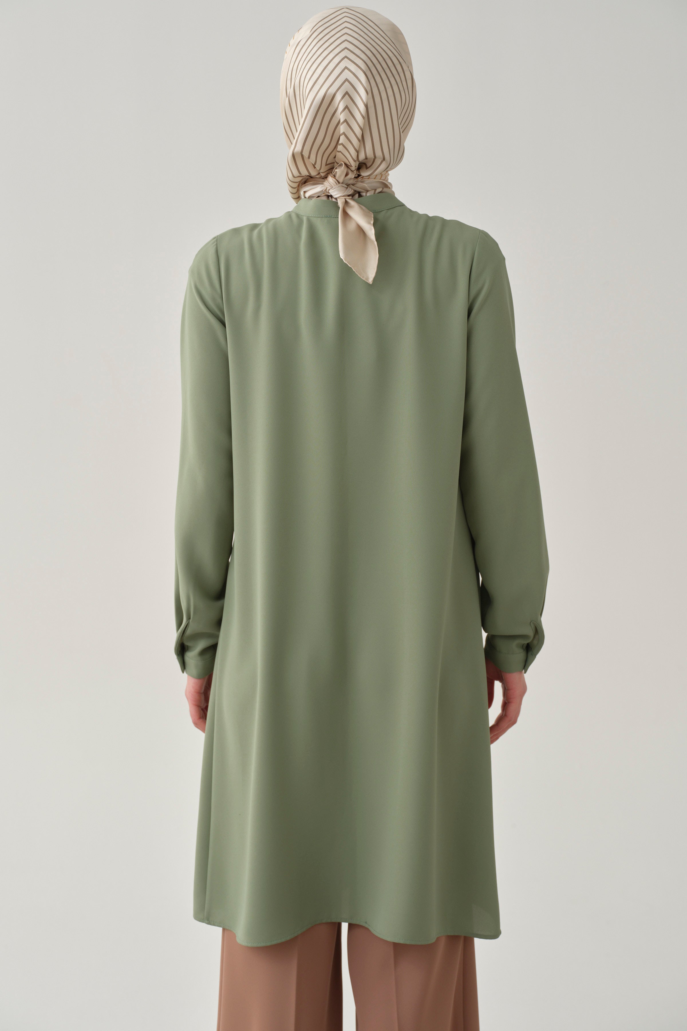 Hakim Yaka Gizli Patlı Tunik - Yeşil TUGBA