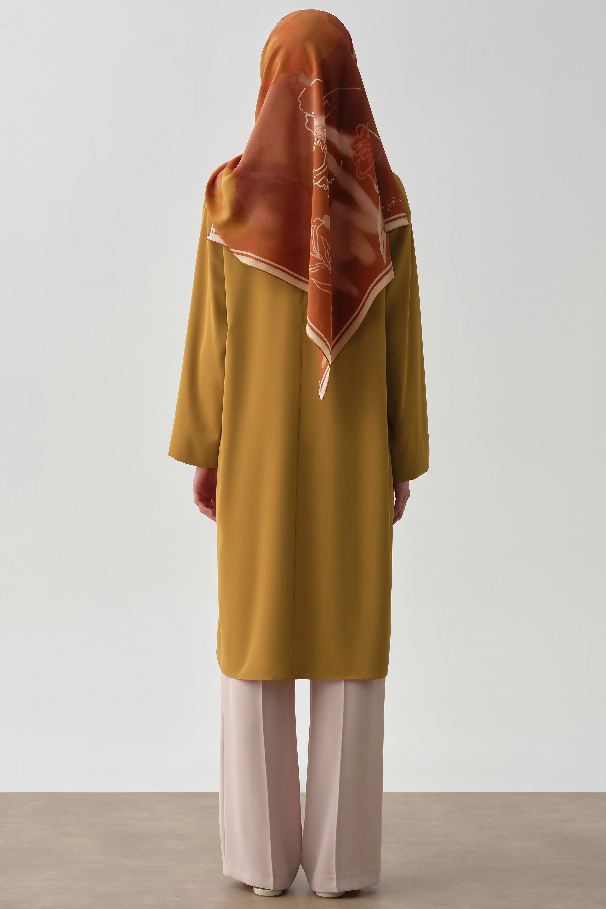 Hakim Yakalı Yırtmaçlı Tunik - Hardal TUGBA