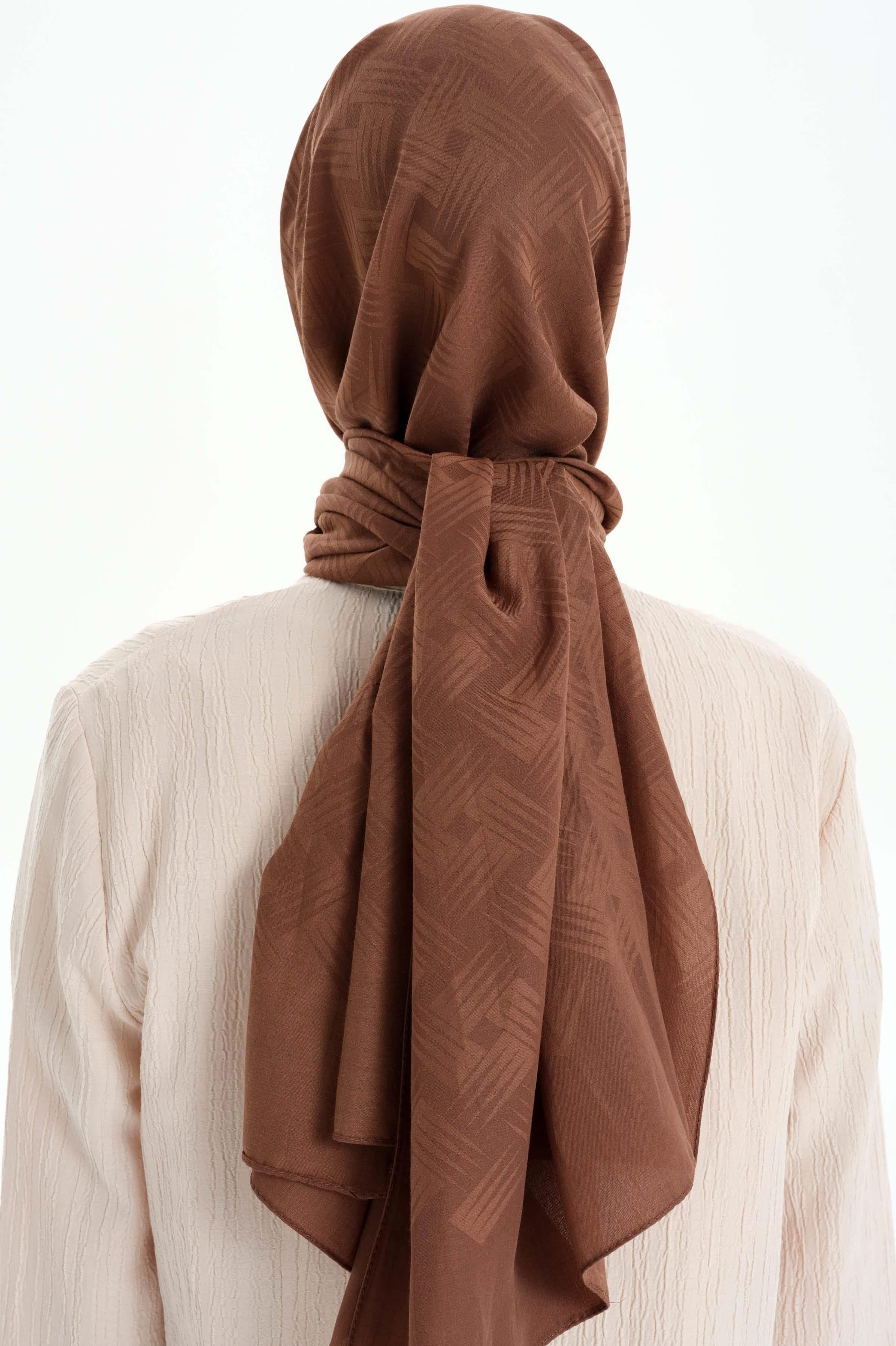 Hasır Desen Pamuk Şal - Açık Kahve TUGBA