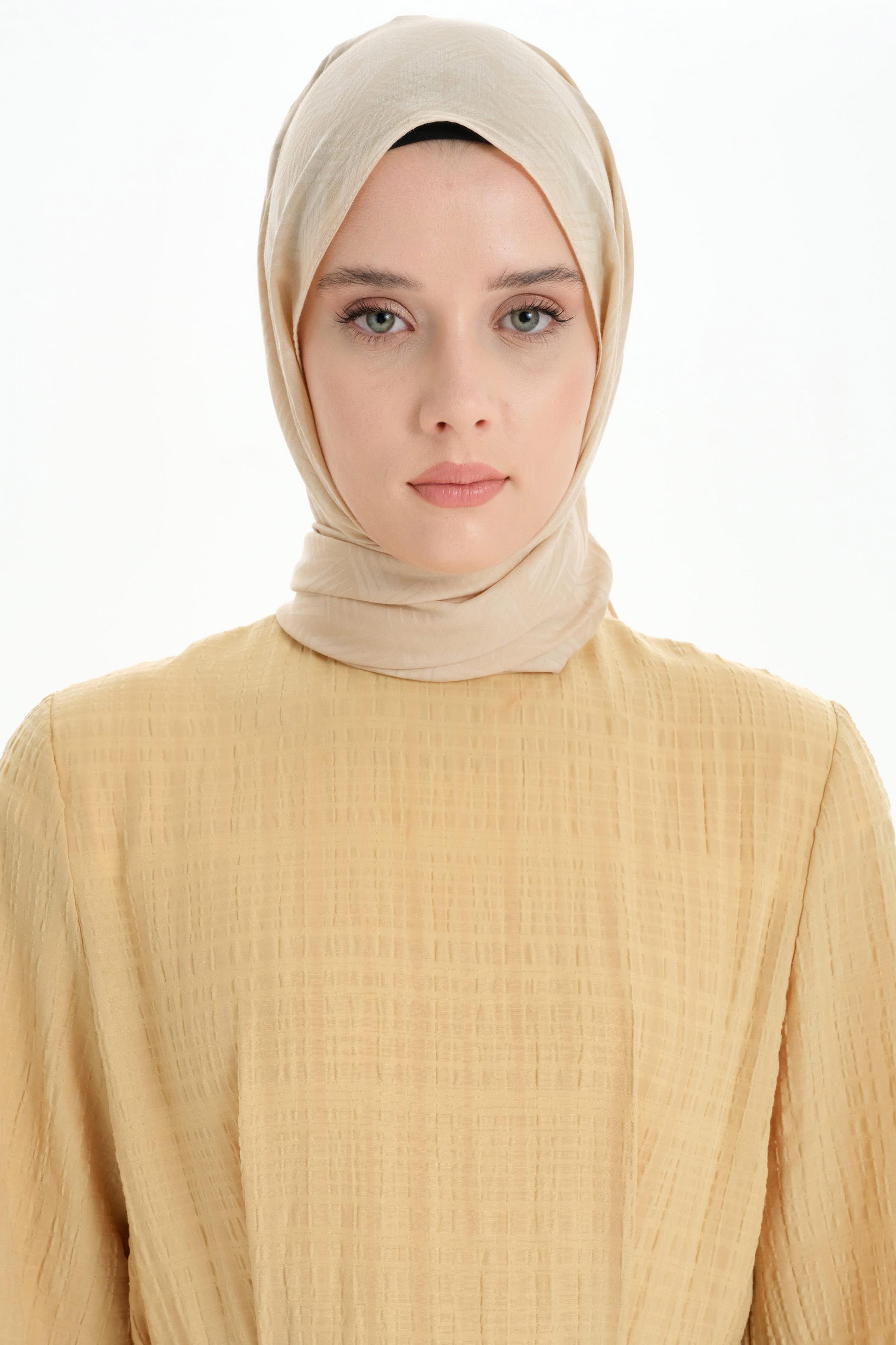 Hasır Desen Pamuk Şal - Bej TUGBA