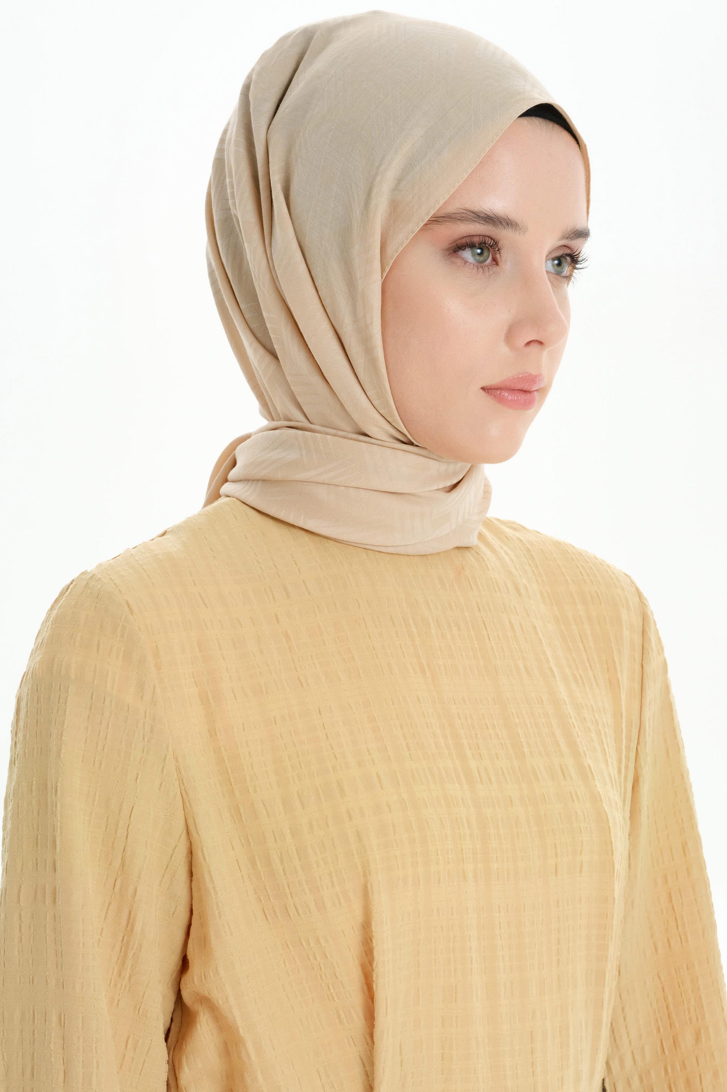 Hasır Desen Pamuk Şal - Bej TUGBA