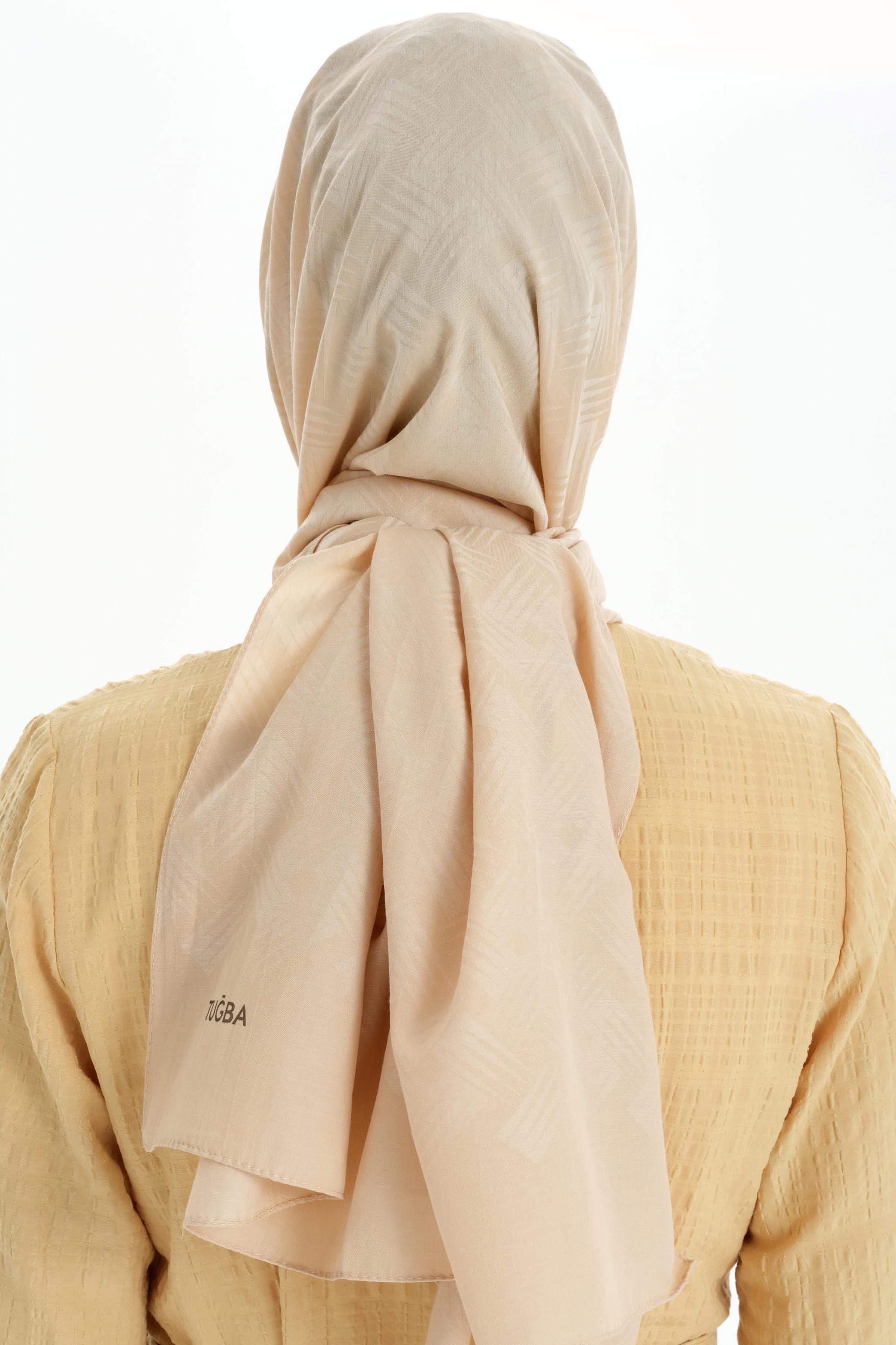 Hasır Desen Pamuk Şal - Bej TUGBA