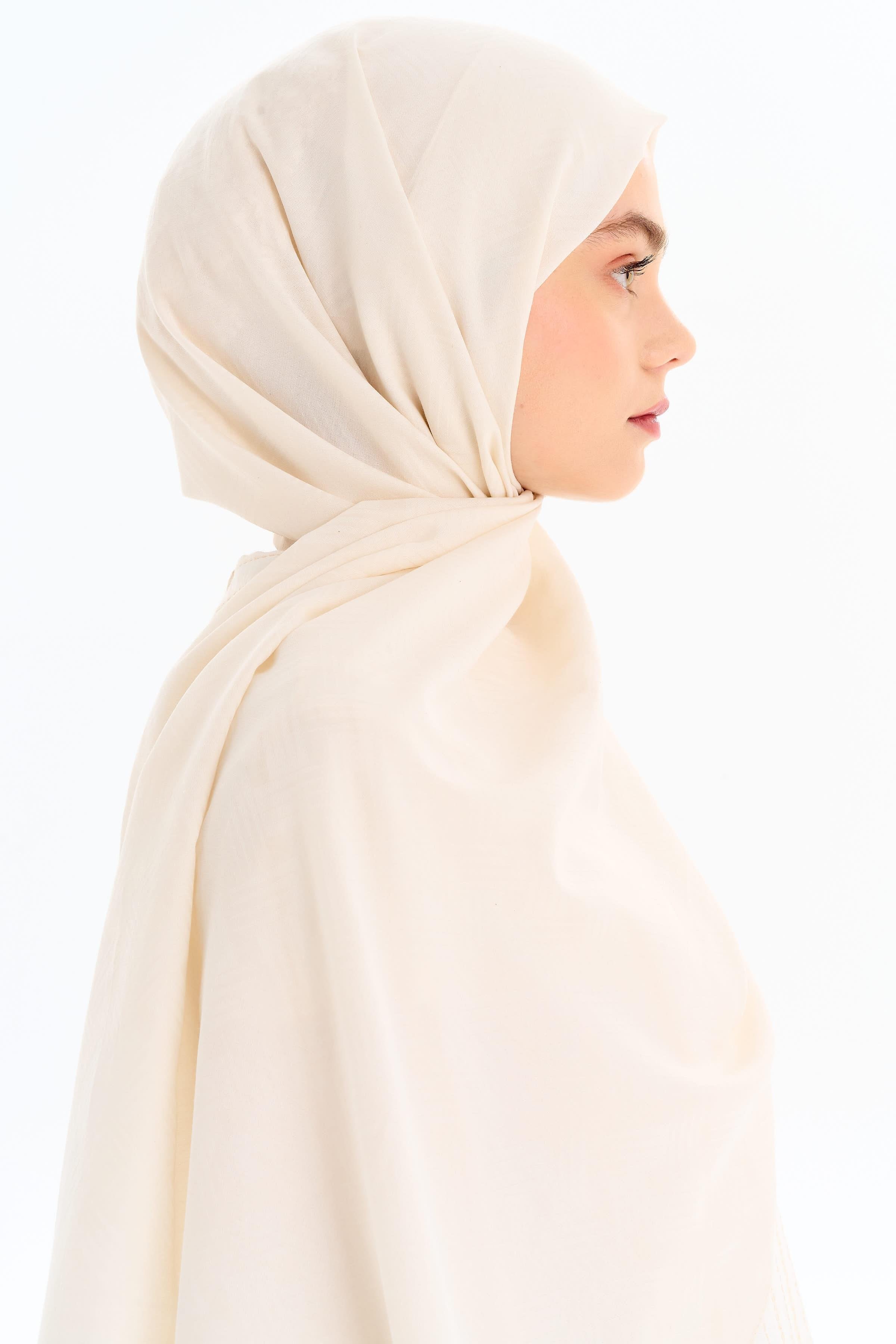 Hasır Desen Pamuk Şal - Ekru TUGBA