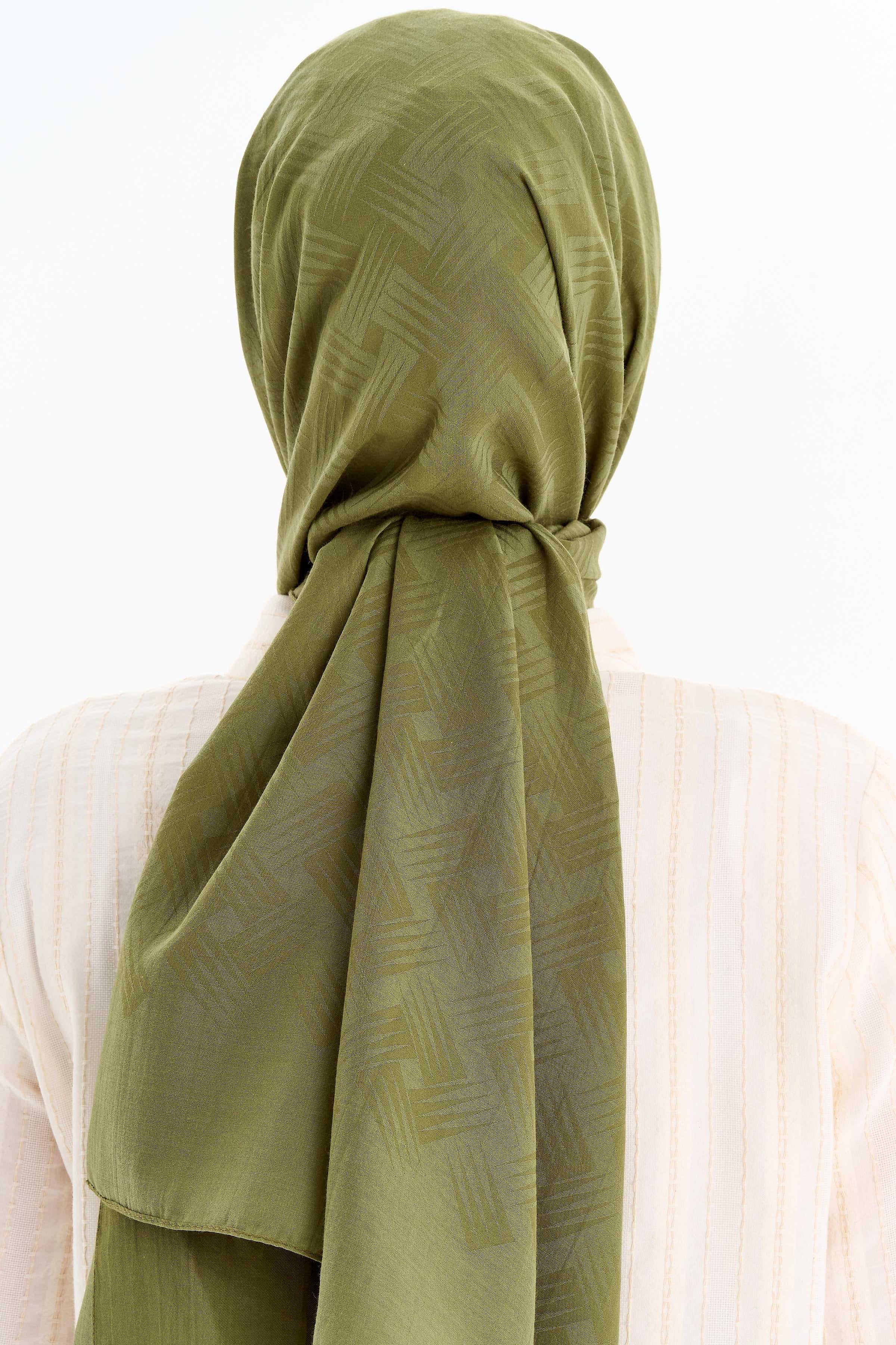 Hasır Desen Pamuk Şal - Haki TUGBA