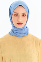 Hasır Desen Pamuk Şal - İndigo TUĞBA