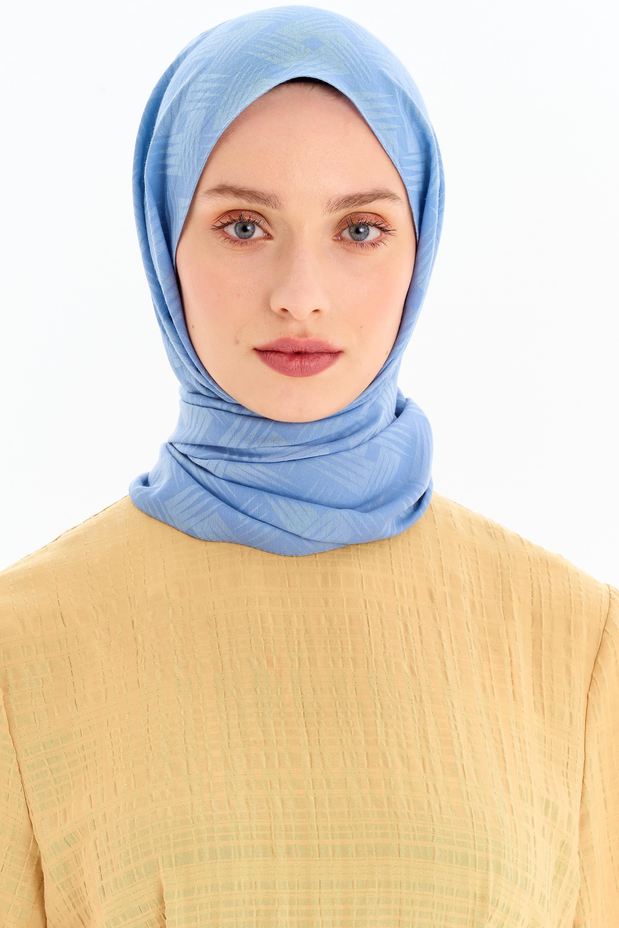 Hasır Desen Pamuk Şal - İndigo TUĞBA