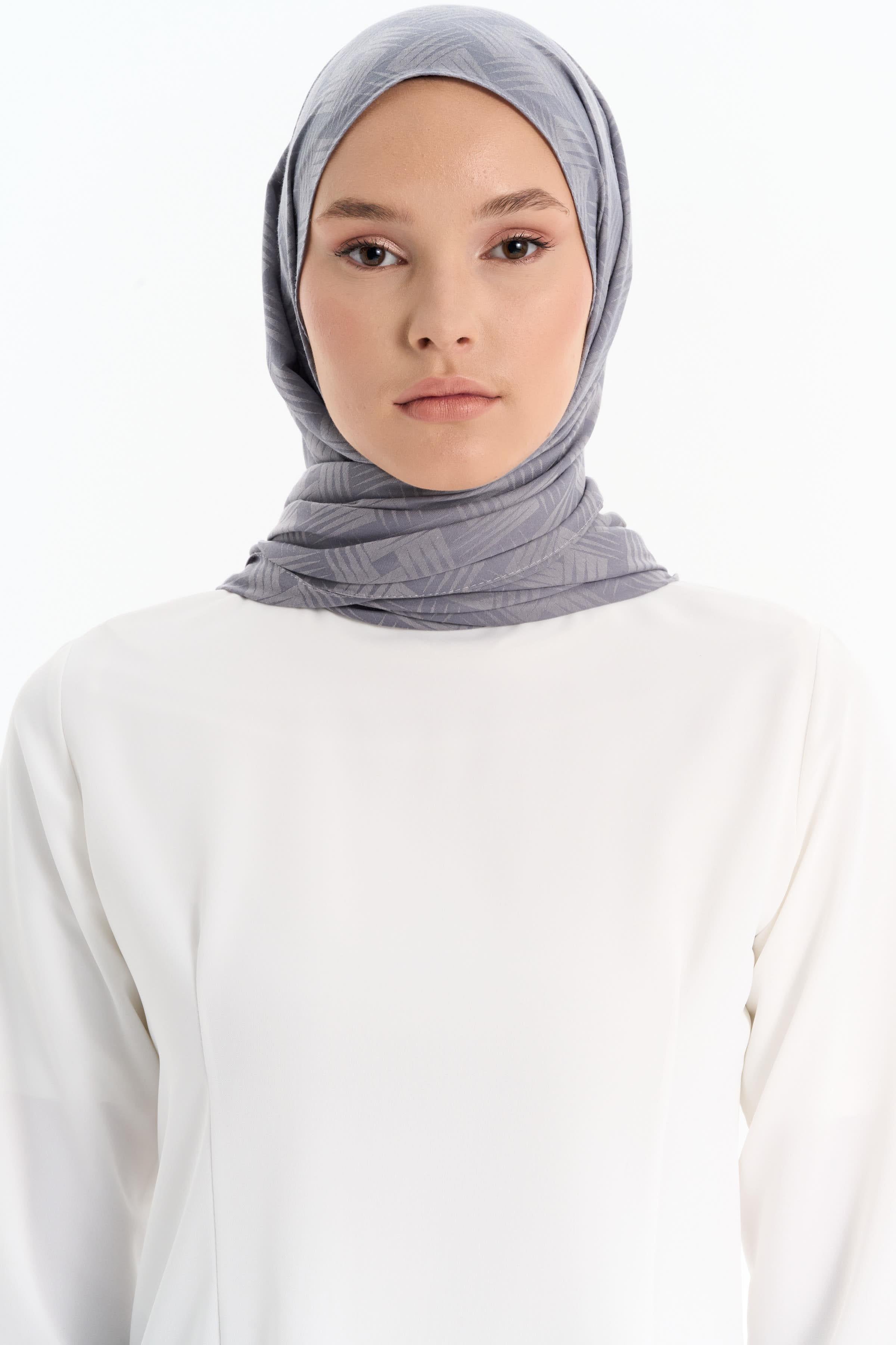 Hasır Desen Pamuk Şal - Koyu Gri TUGBA