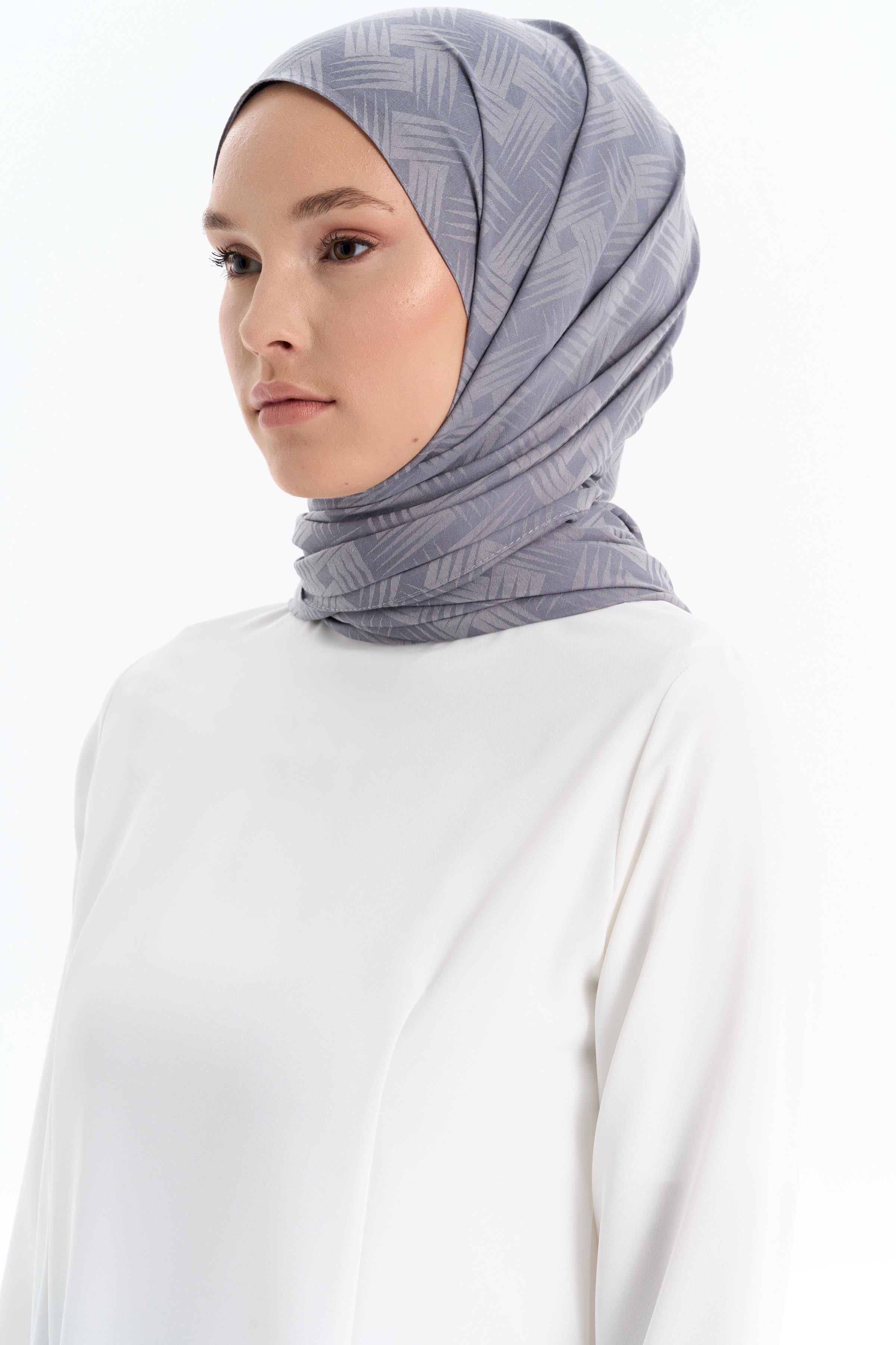 Hasır Desen Pamuk Şal - Koyu Gri TUGBA