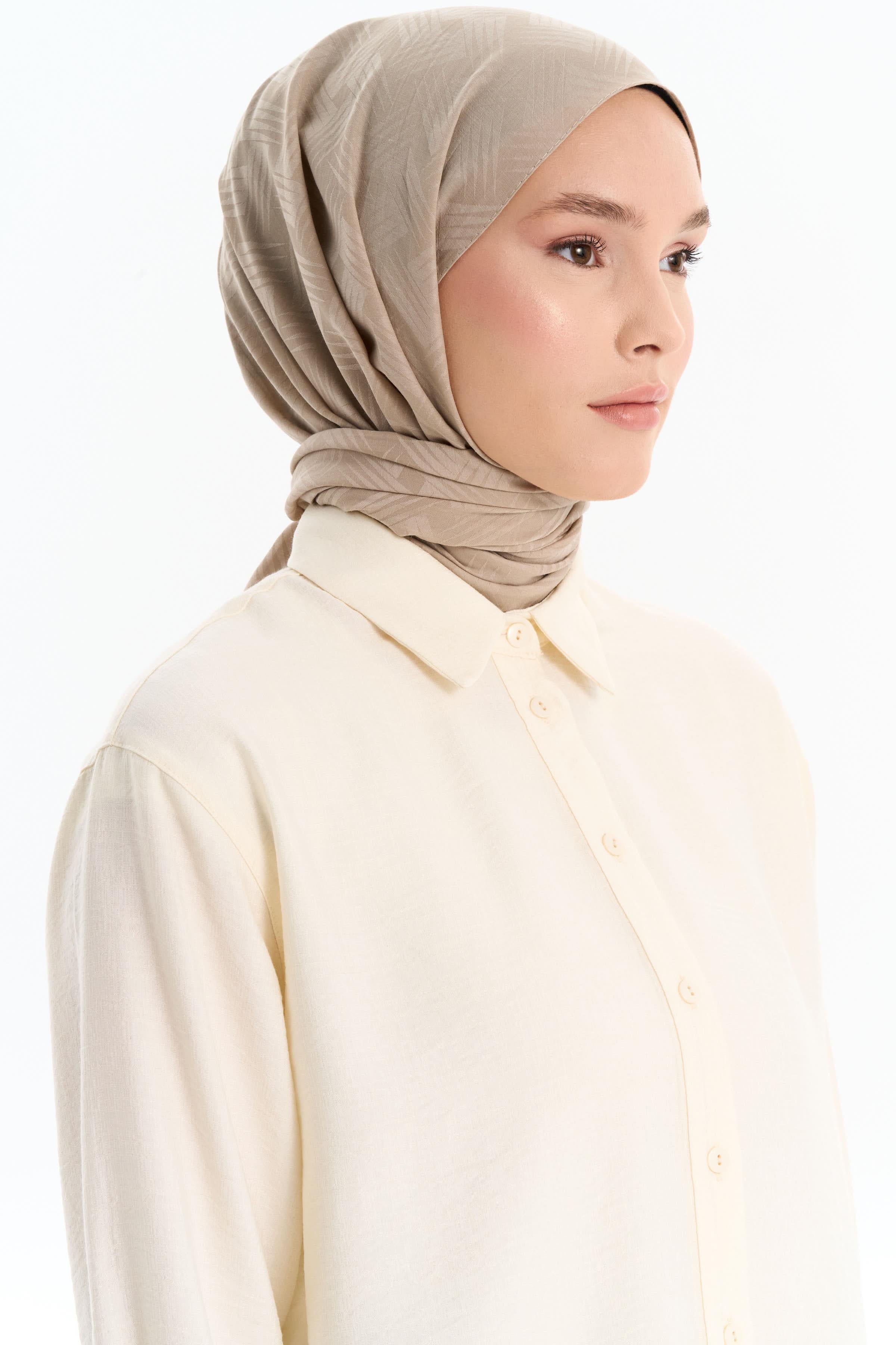 Hasır Desen Pamuk Şal - Taş TUGBA