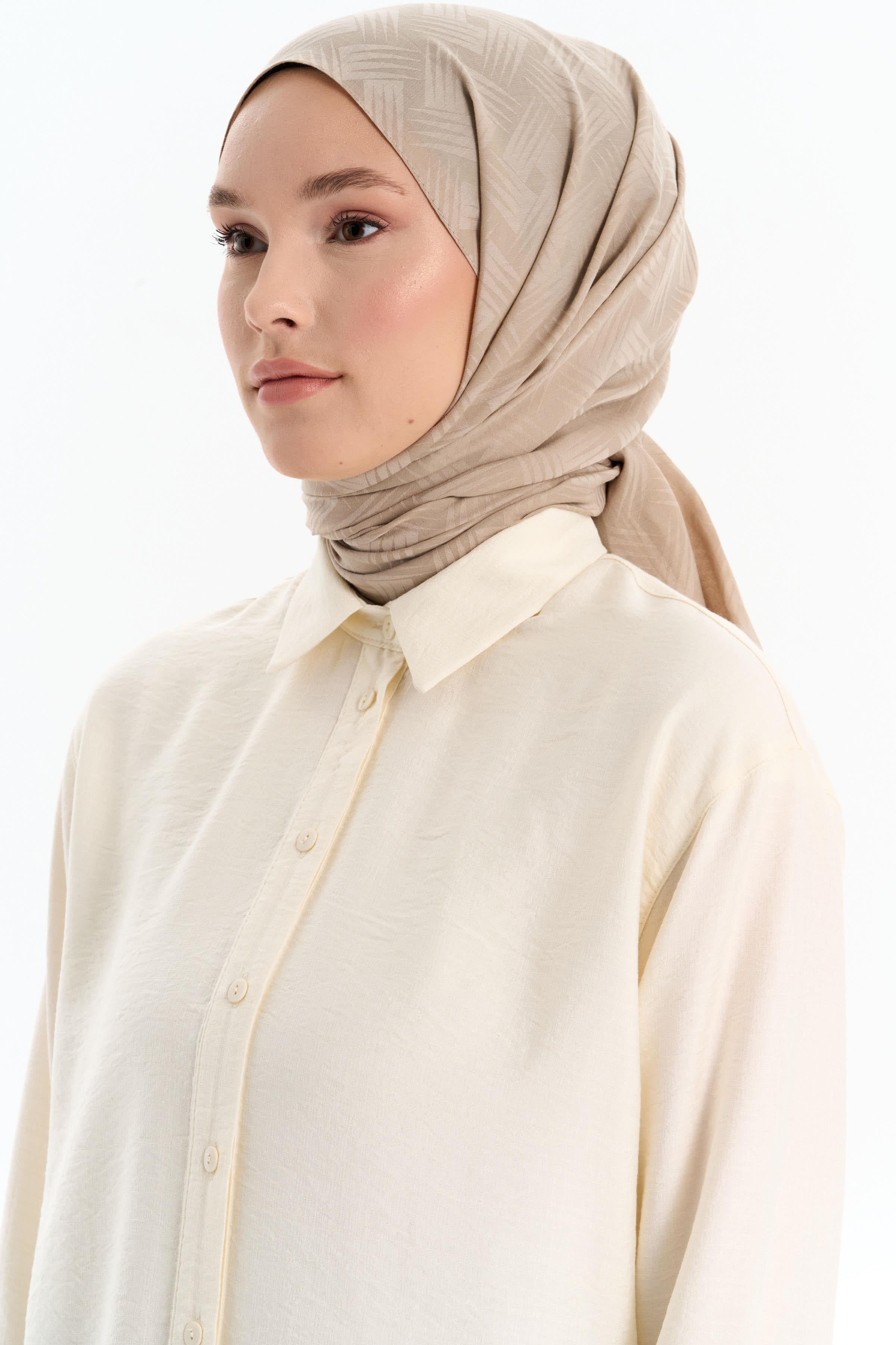 Hasır Desen Pamuk Şal - Taş TUGBA