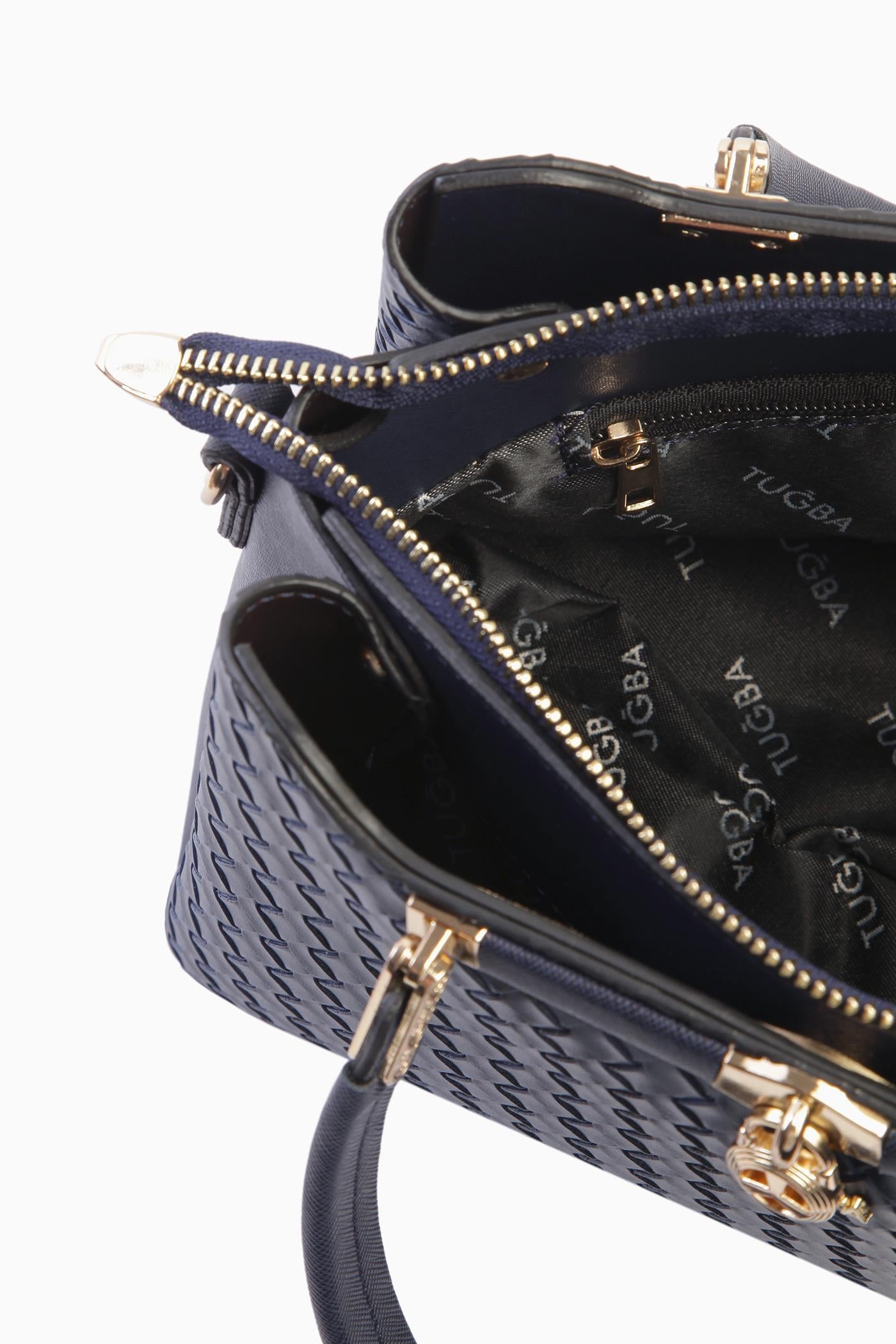 Hasır Desen Çanta - Lacivert TUGBA