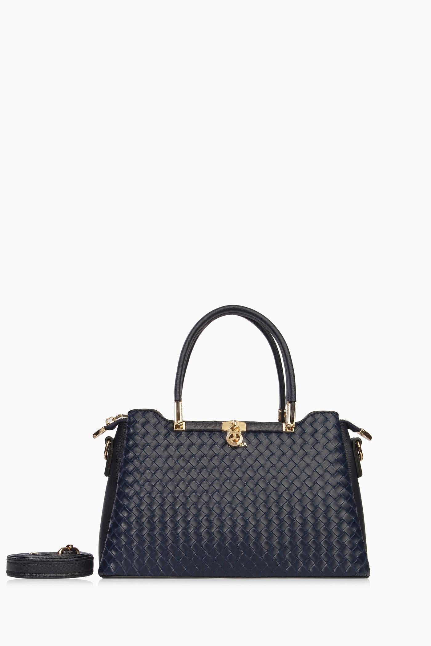 Hasır Desen Çanta - Lacivert TUGBA