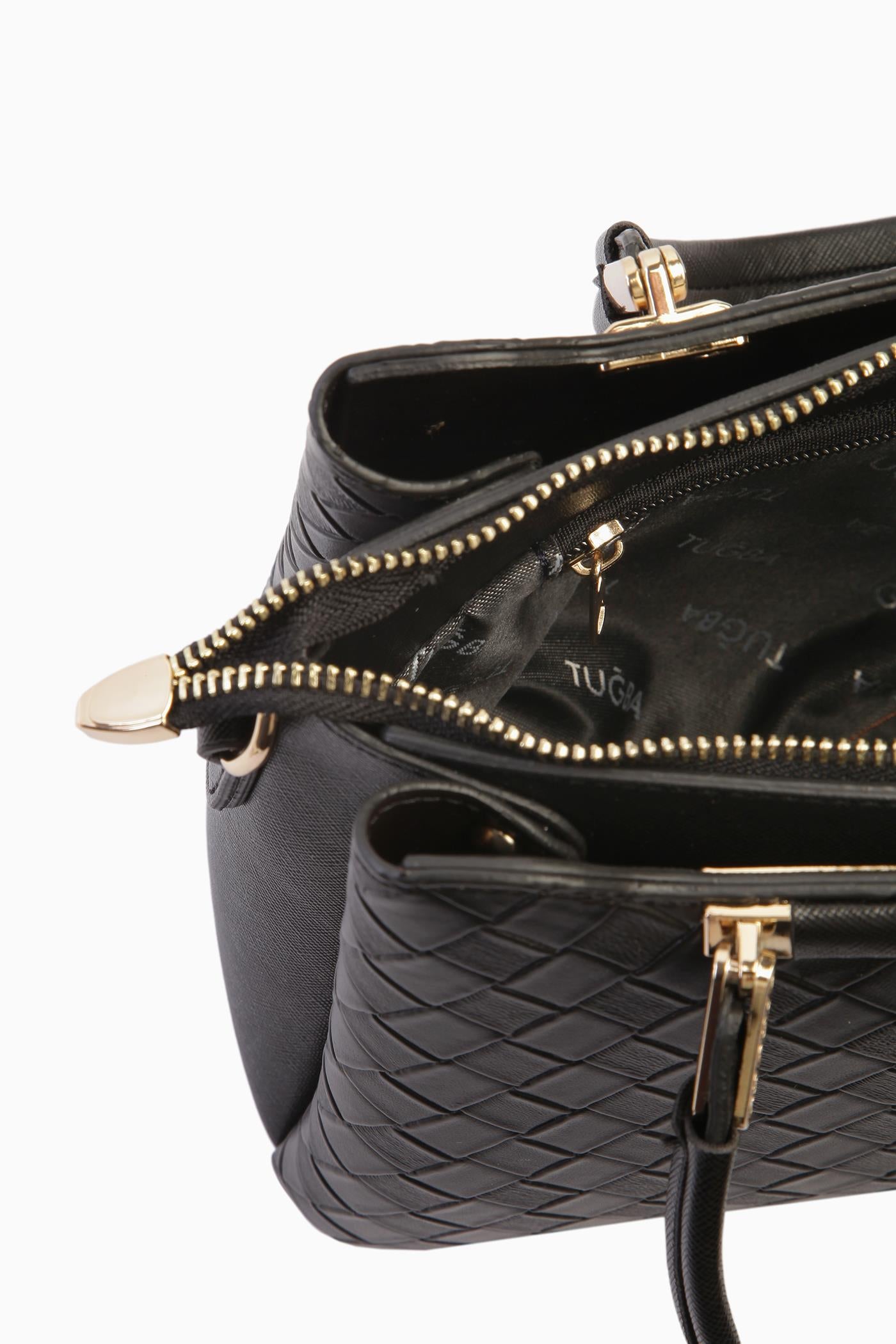 Hasır Desen Çanta - Siyah TUGBA