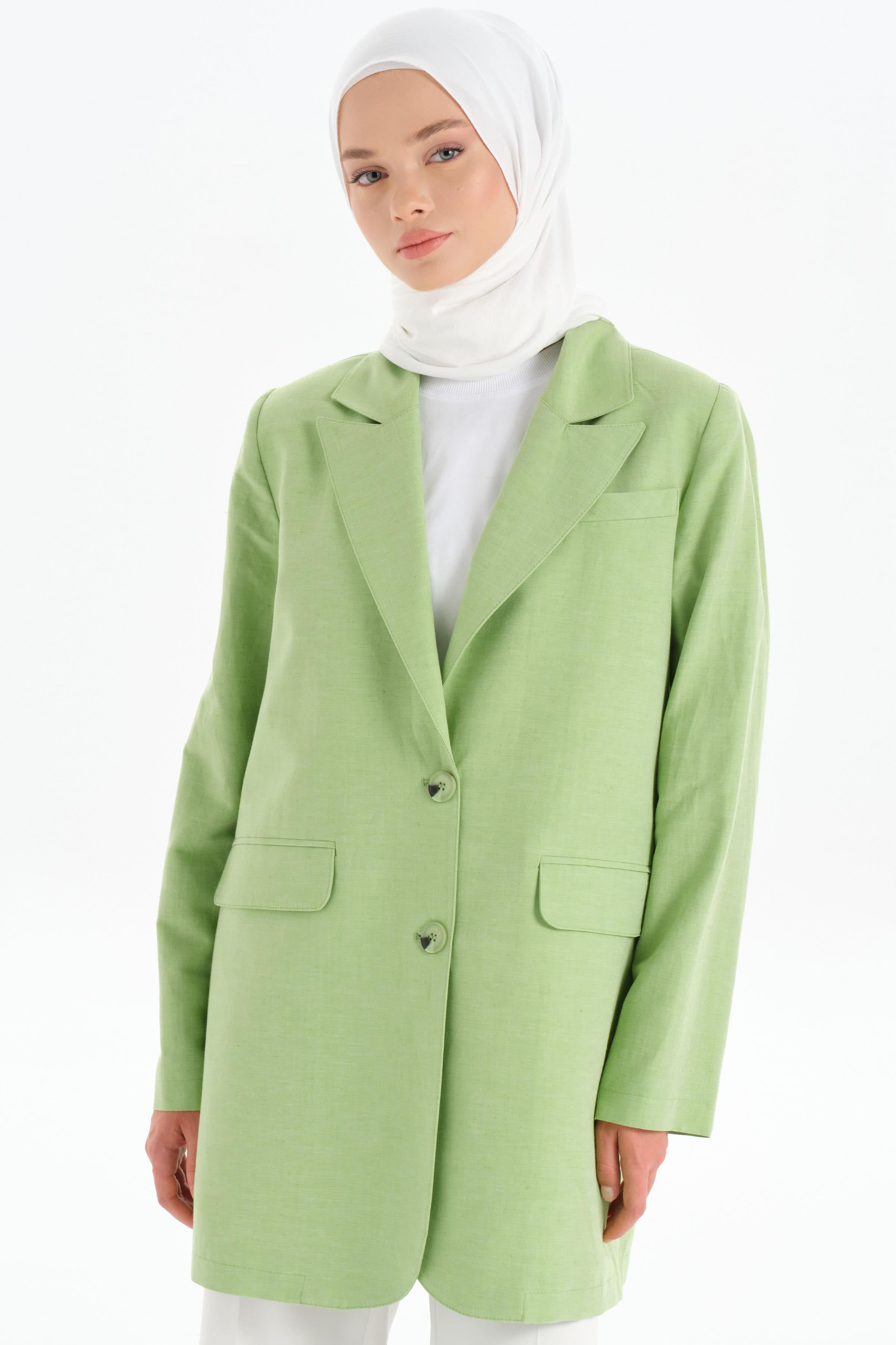 İki Düğmeli Blazer Ceket - Açık Yeşil TUGBA