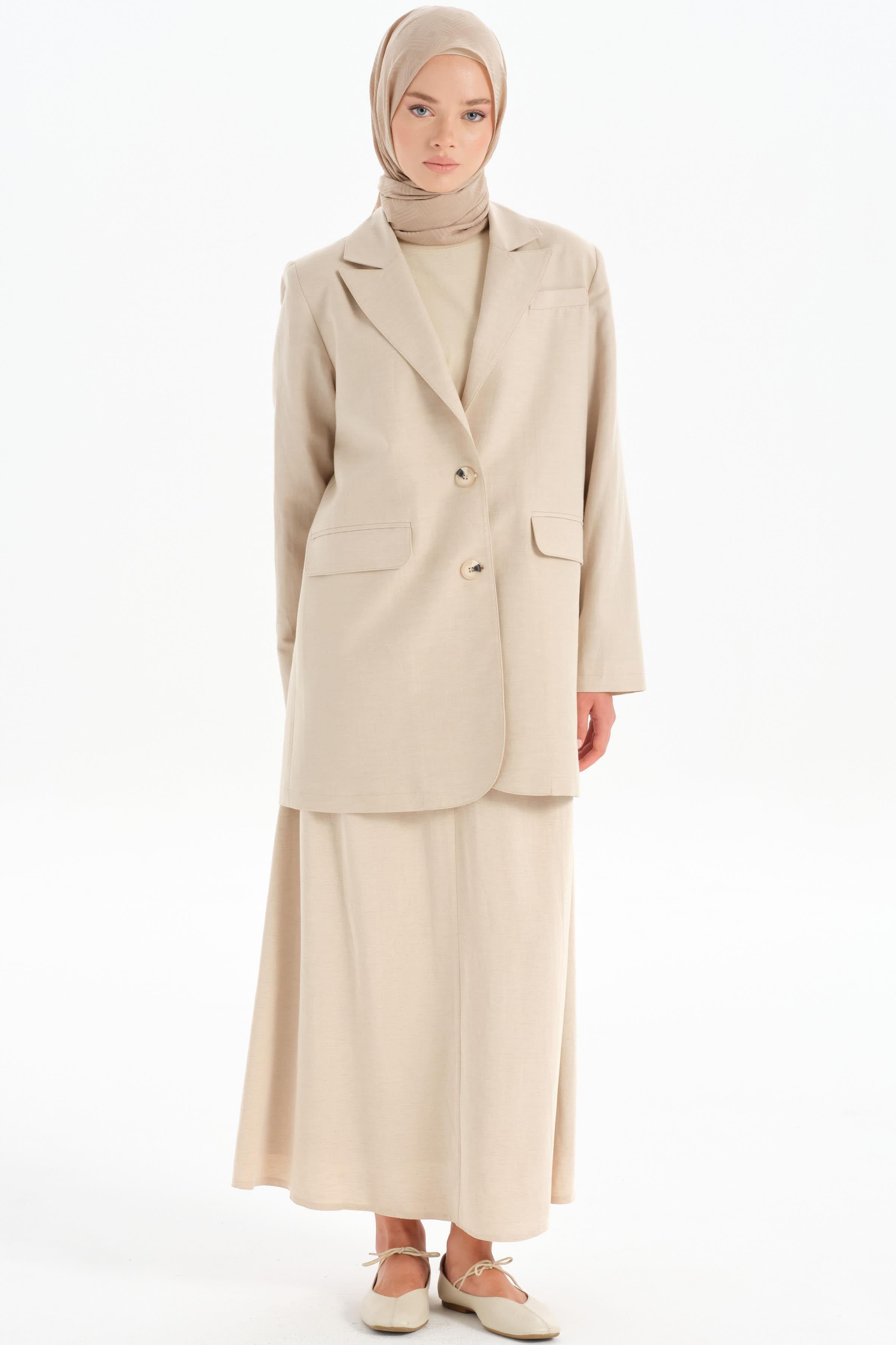 İki Düğmeli Blazer Ceket - Bej TUGBA