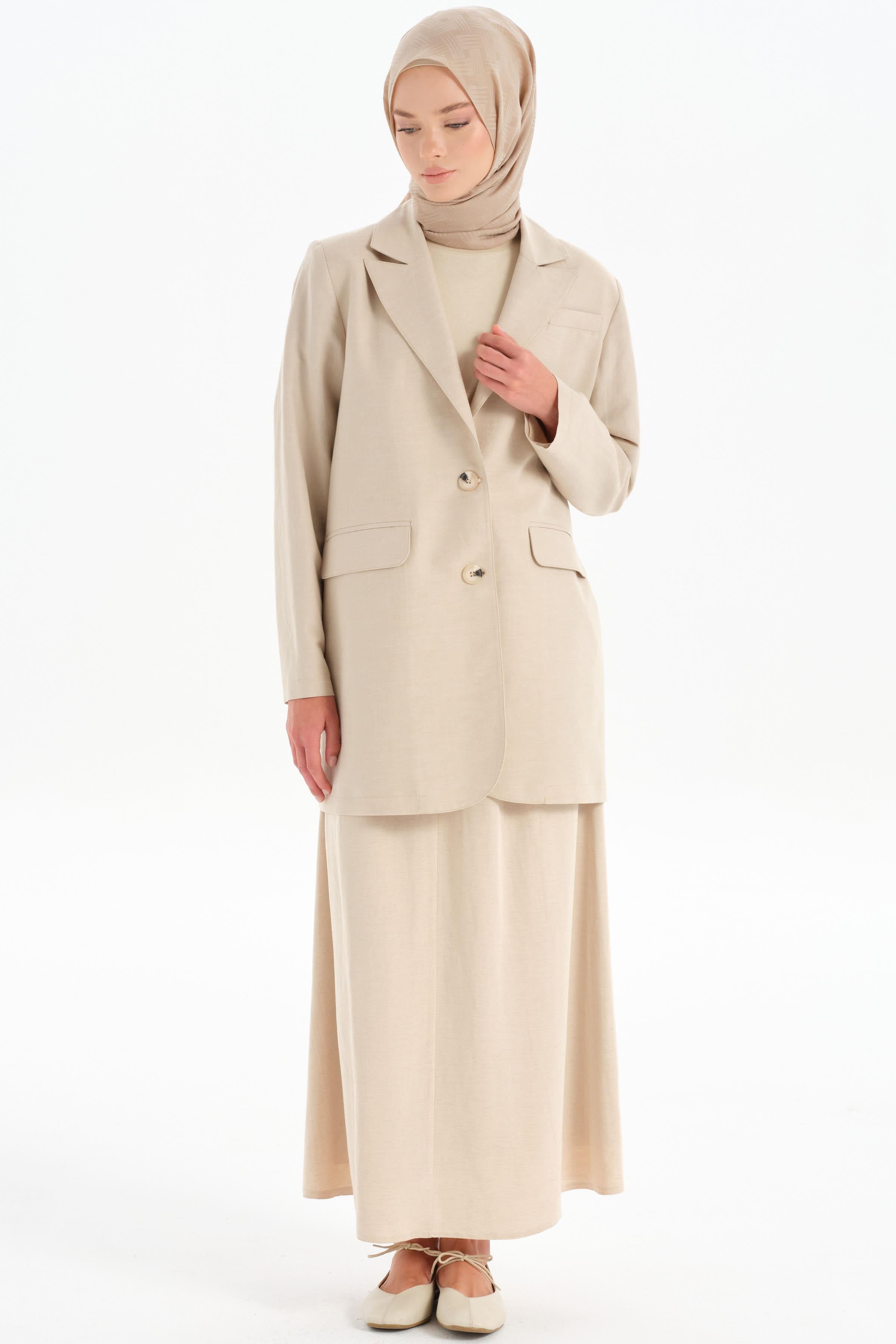 İki Düğmeli Blazer Ceket - Bej TUGBA