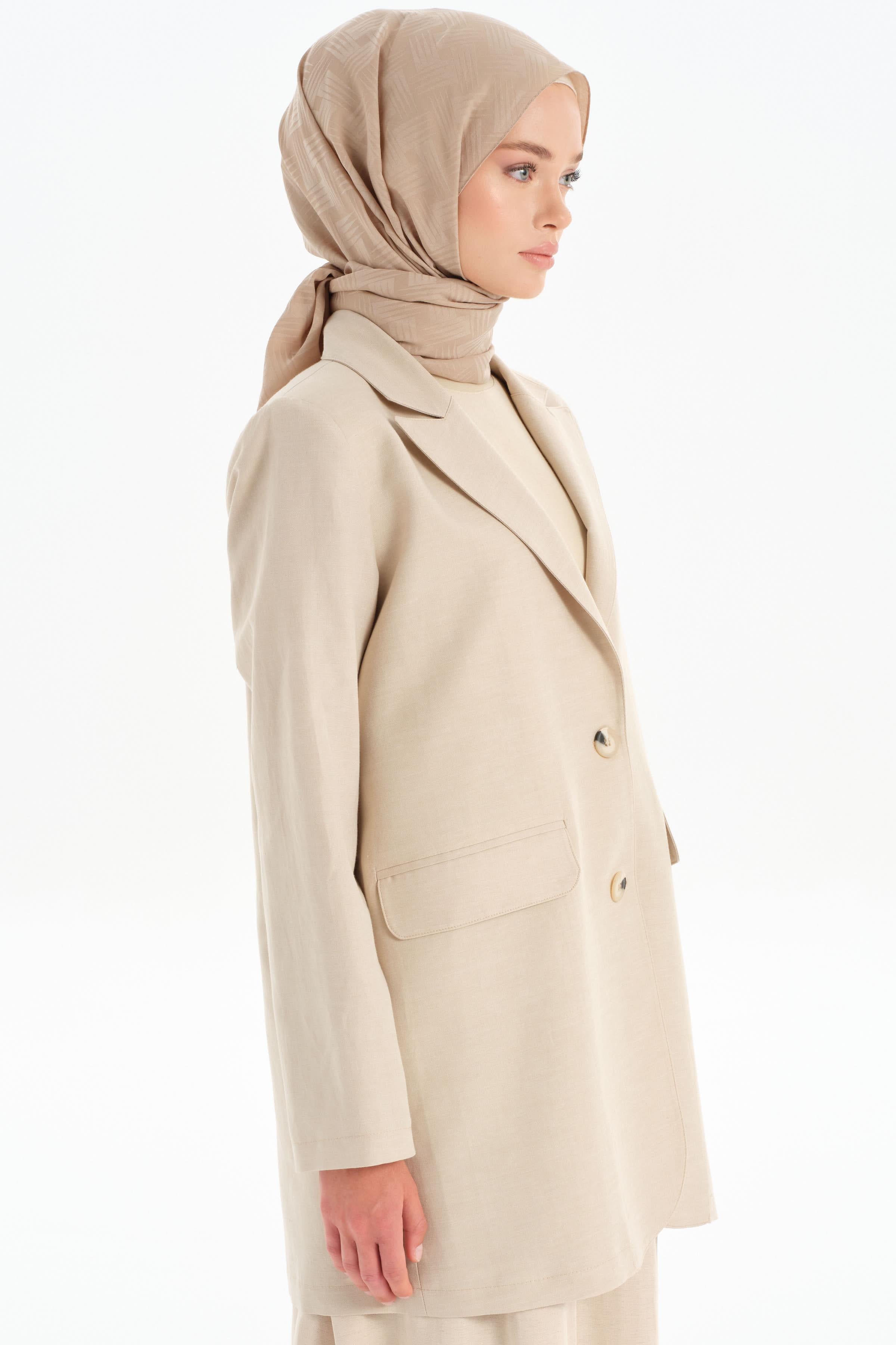 İki Düğmeli Blazer Ceket - Bej TUGBA