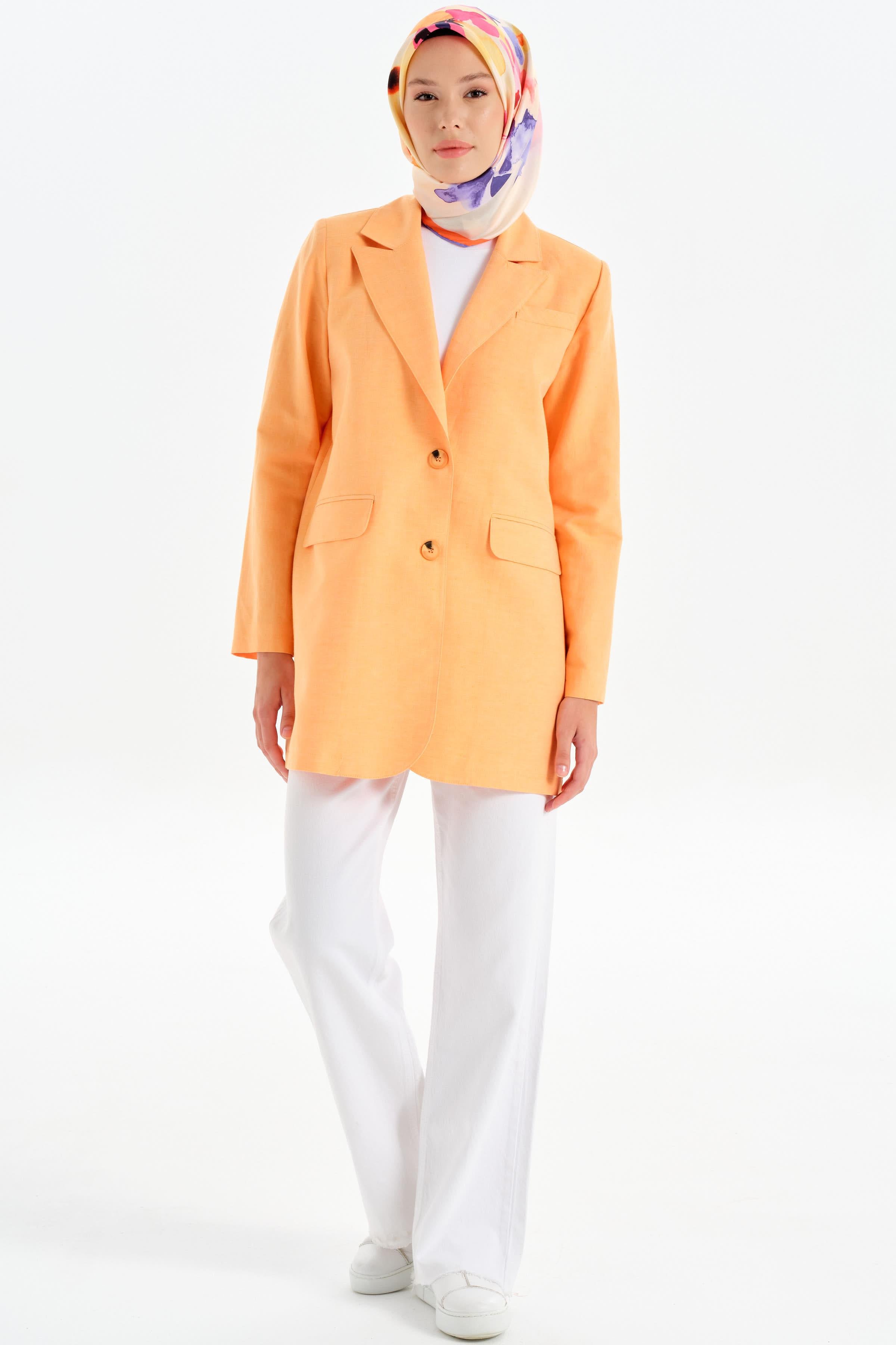 İki Düğmeli Blazer Ceket - Yavruağzı TUGBA