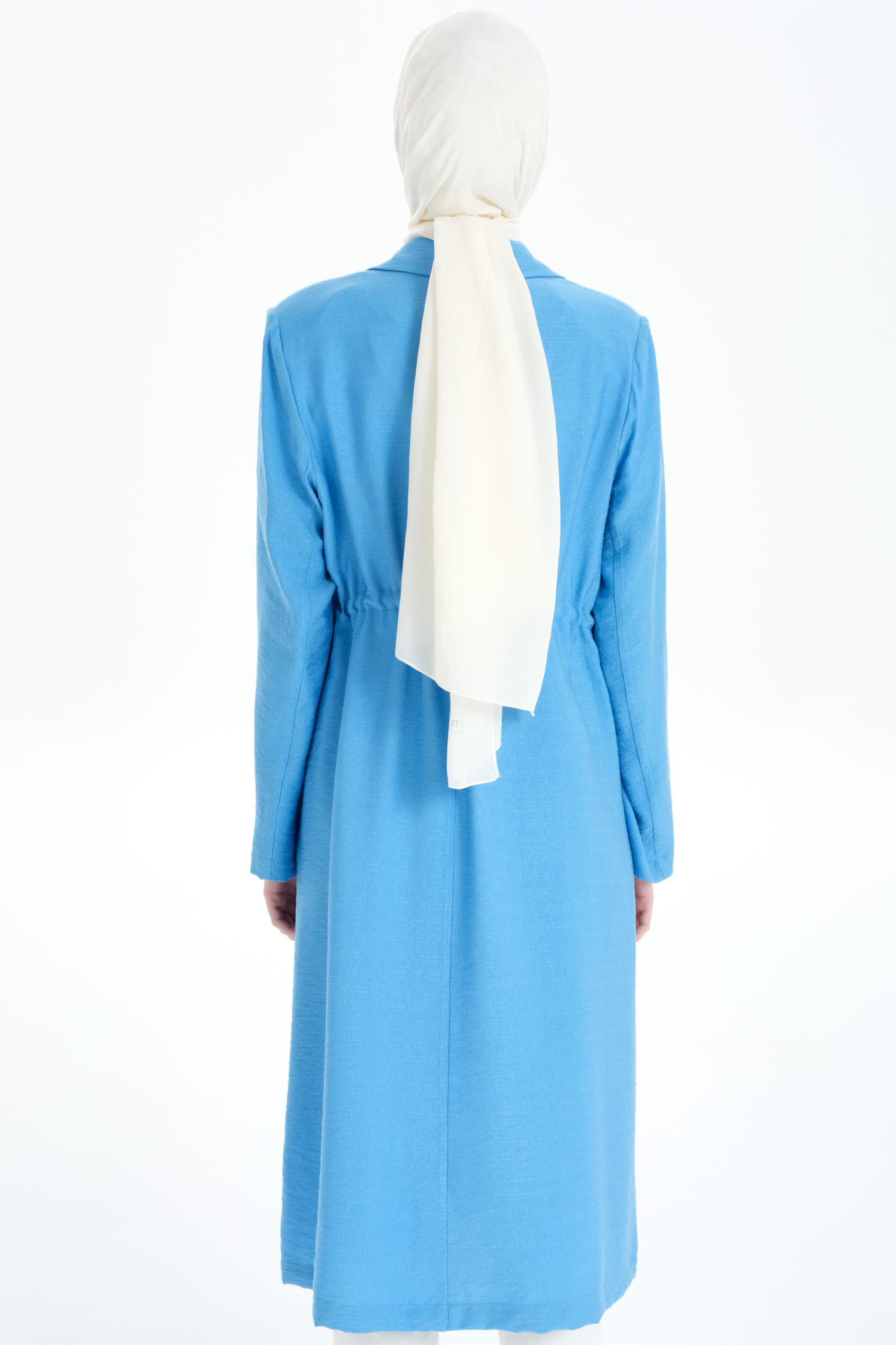 İki Düğmeli Uzun Ceket - Mavi TUGBA