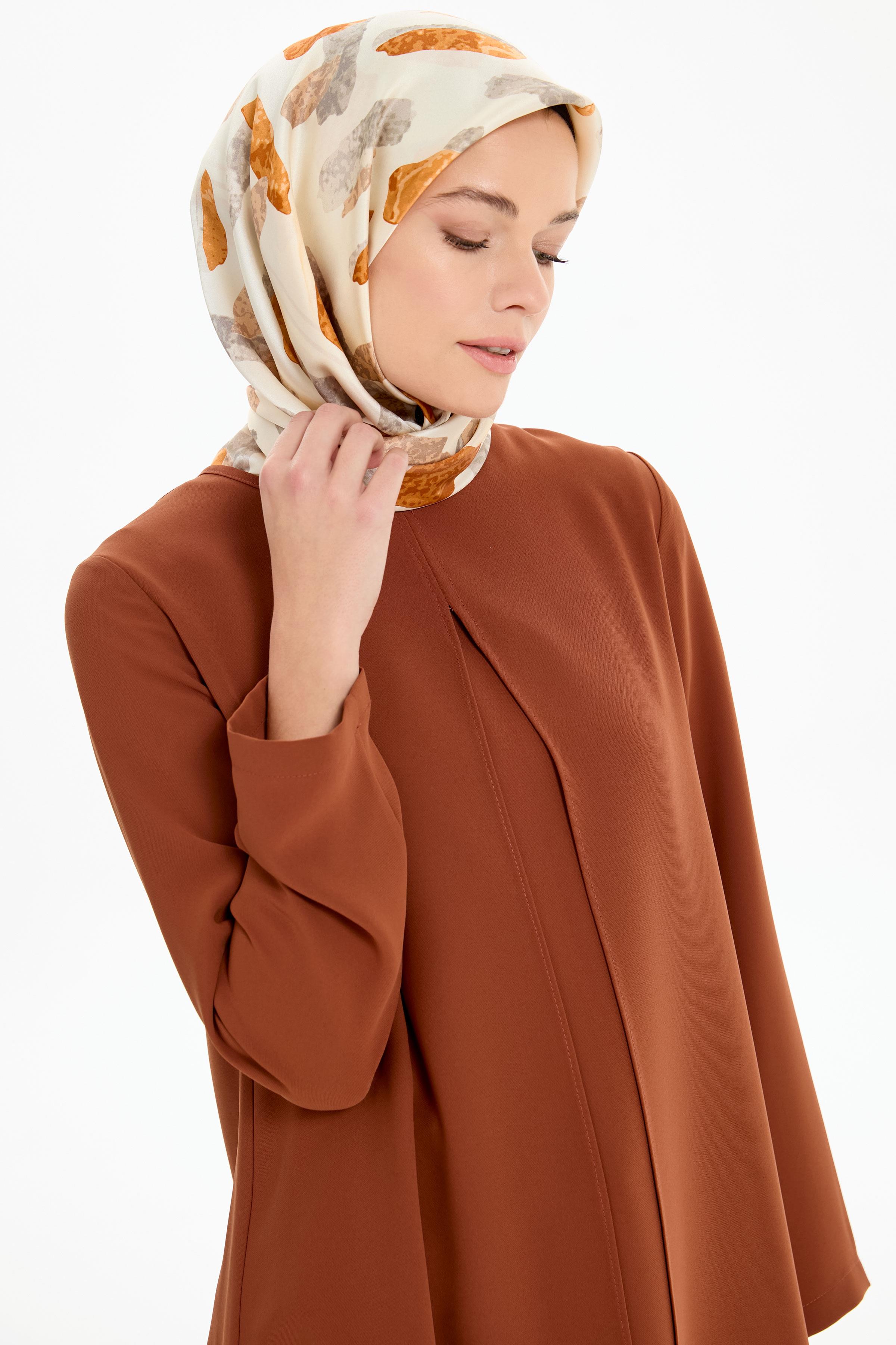 İki Katlı Asimetrik Kesim Tunik - Kahve TUGBA