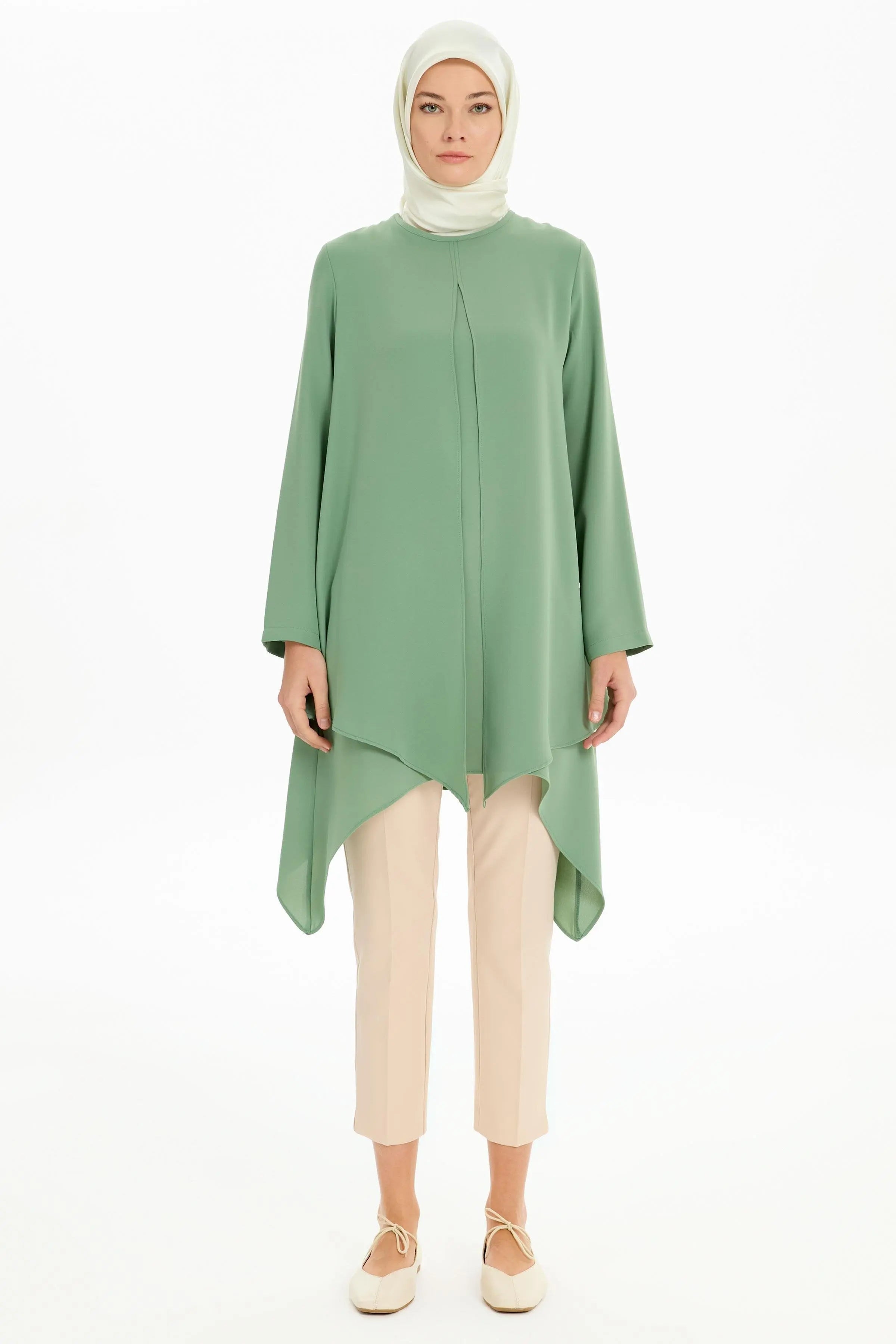 İki Katlı Asimetrik Kesim Tunik - Mint TUGBA