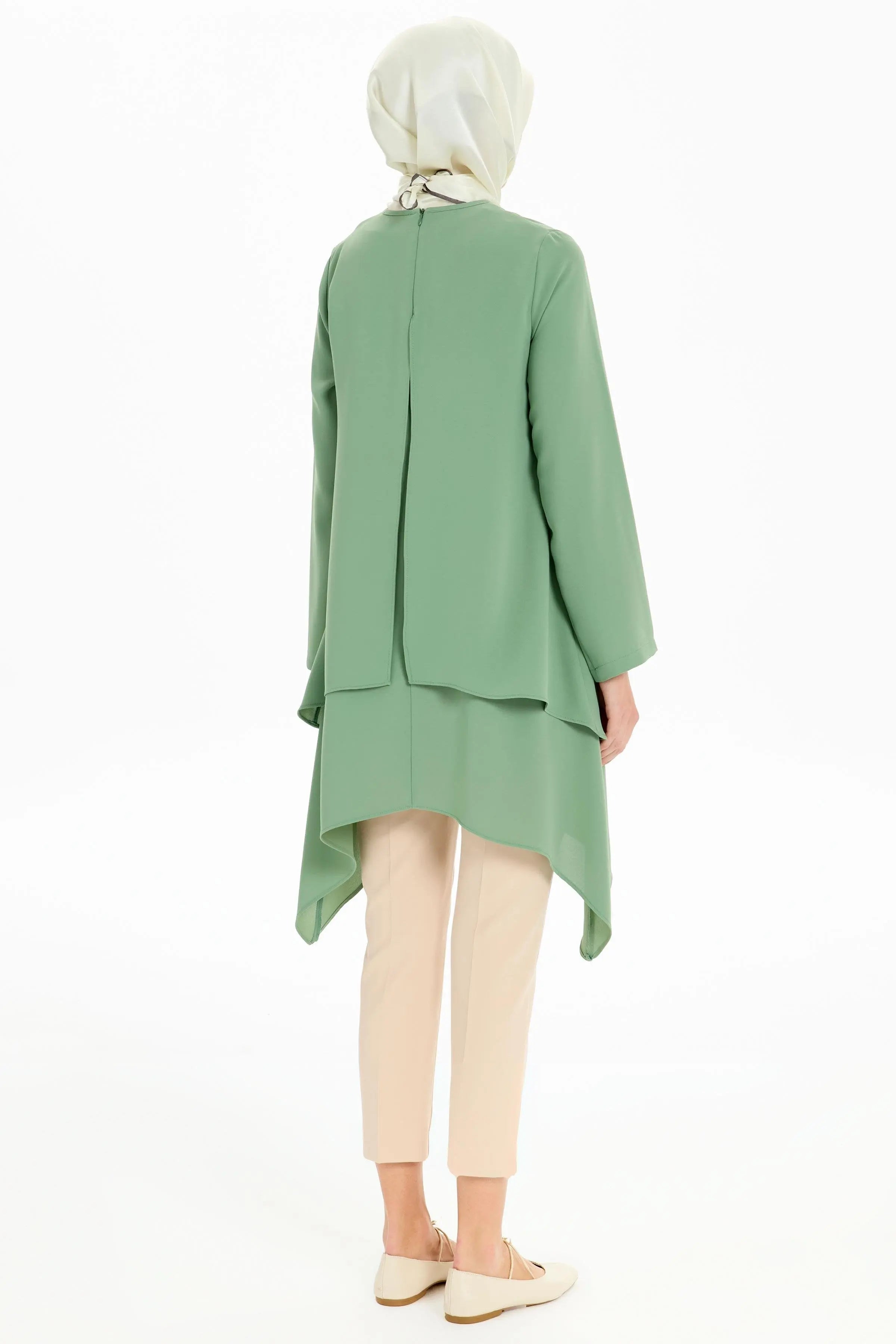 İki Katlı Asimetrik Kesim Tunik - Mint TUGBA