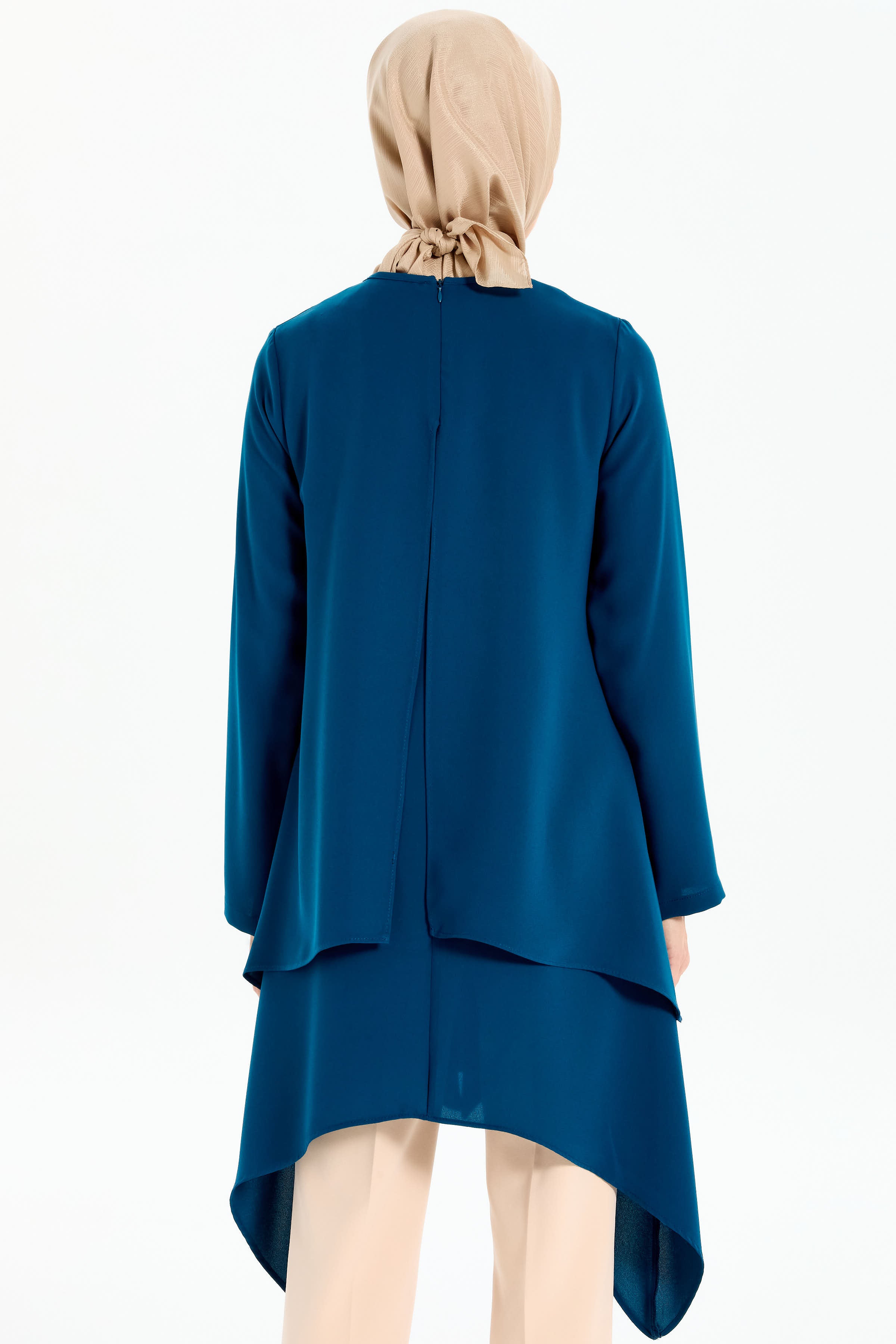 İki Katlı Asimetrik Kesim Tunik - Petrol TUGBA