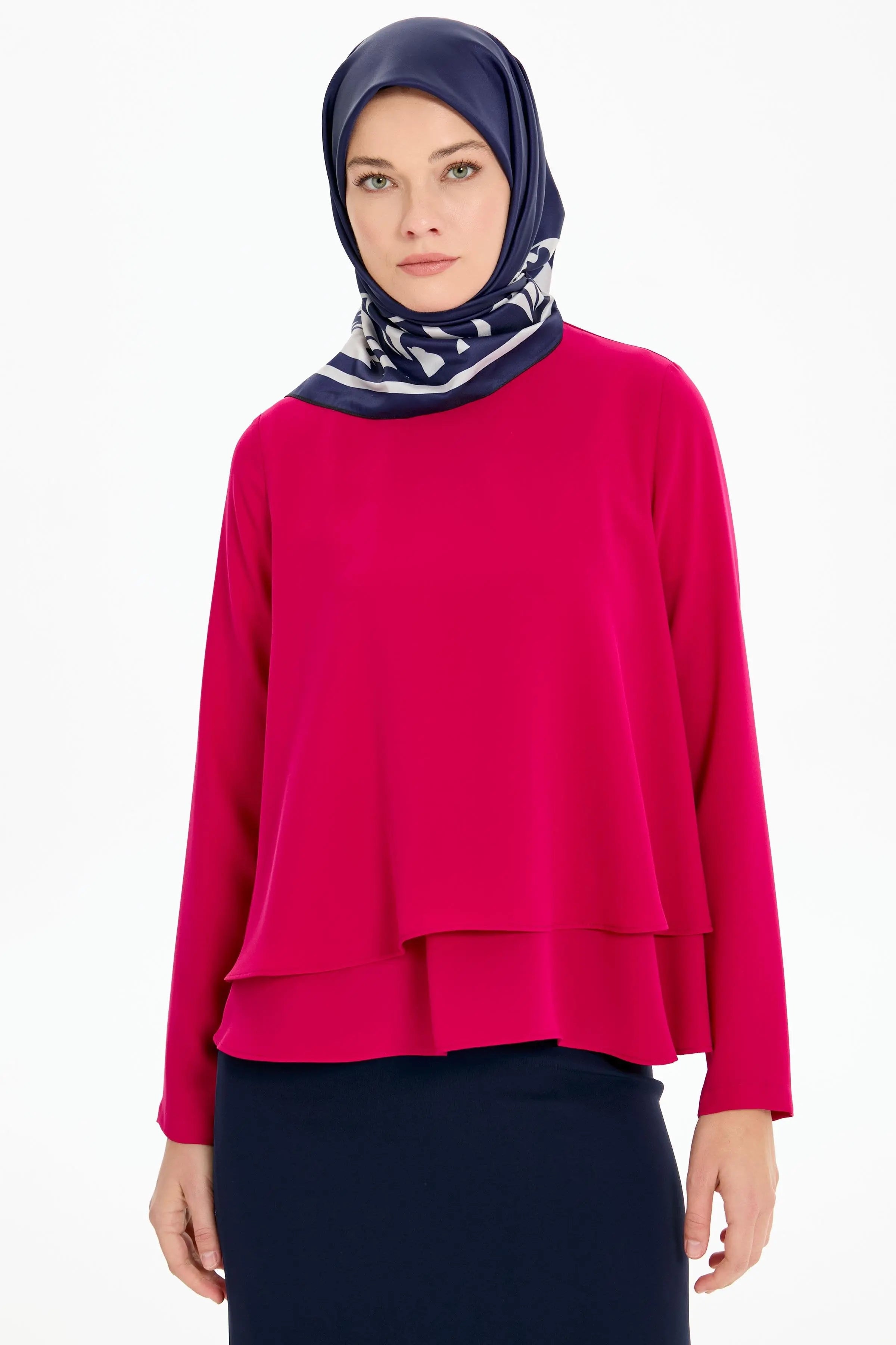 İki Katlı Bluz - Fuşya TUGBA