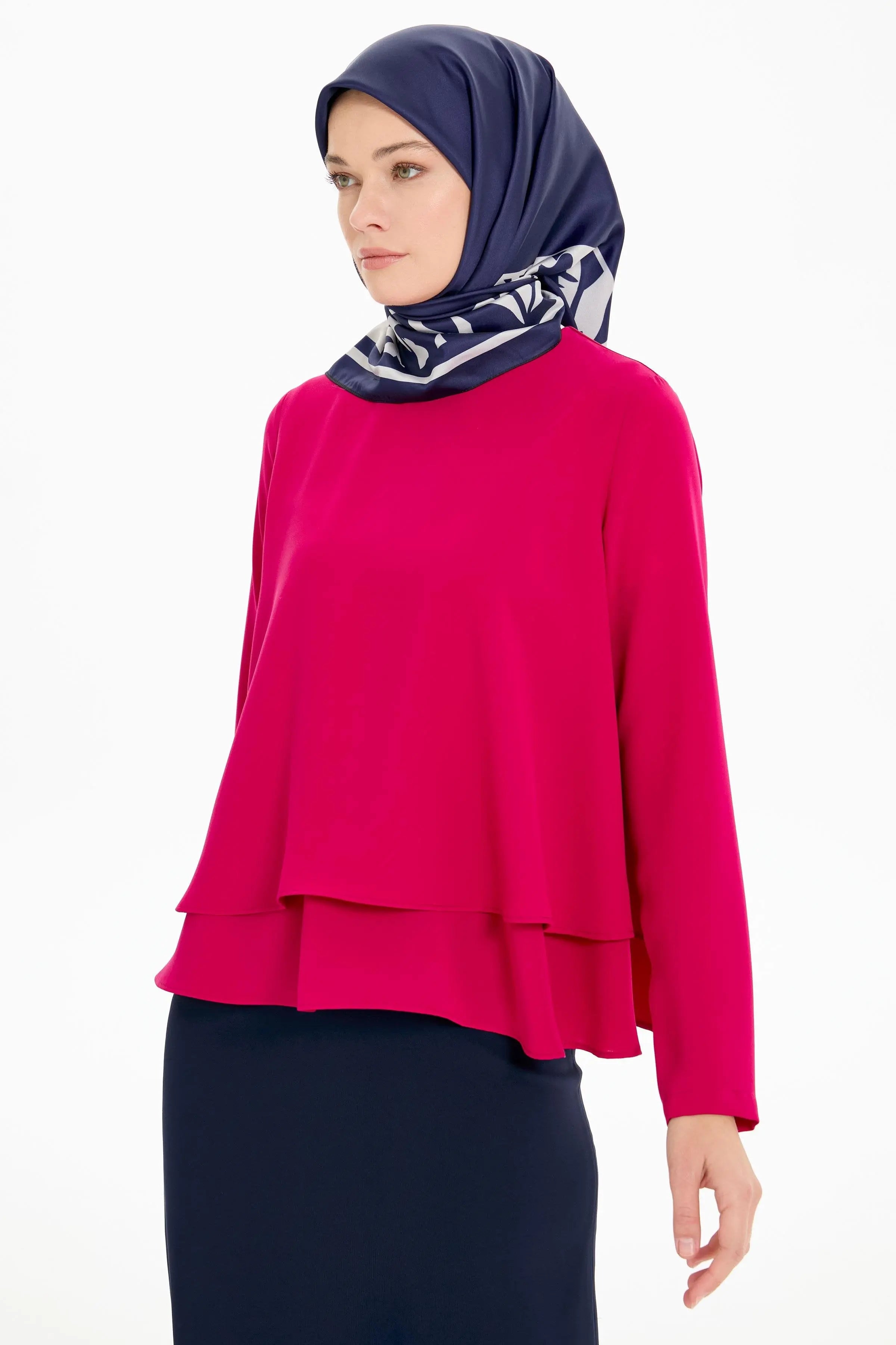 İki Katlı Bluz - Fuşya TUGBA