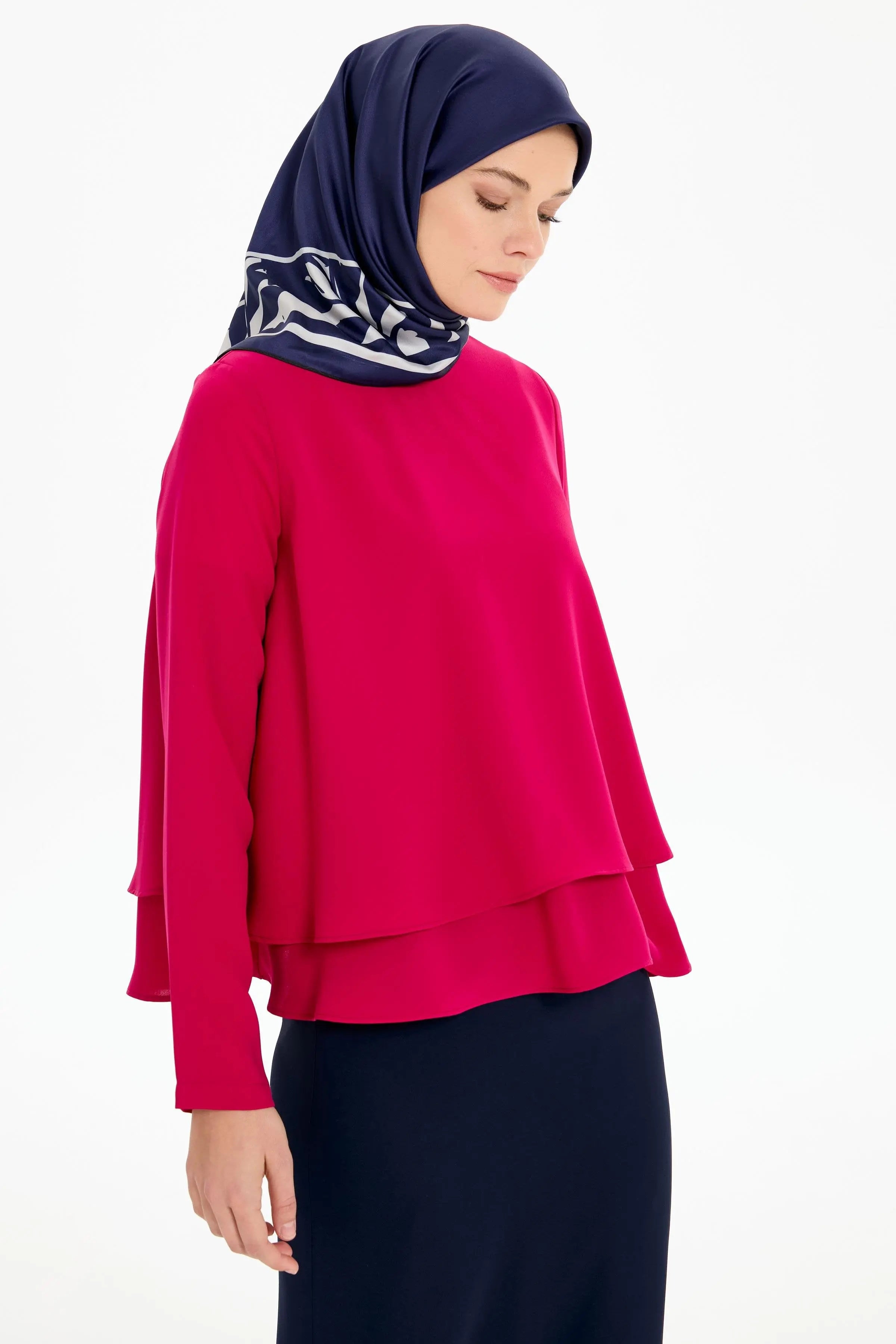 İki Katlı Bluz - Fuşya TUGBA