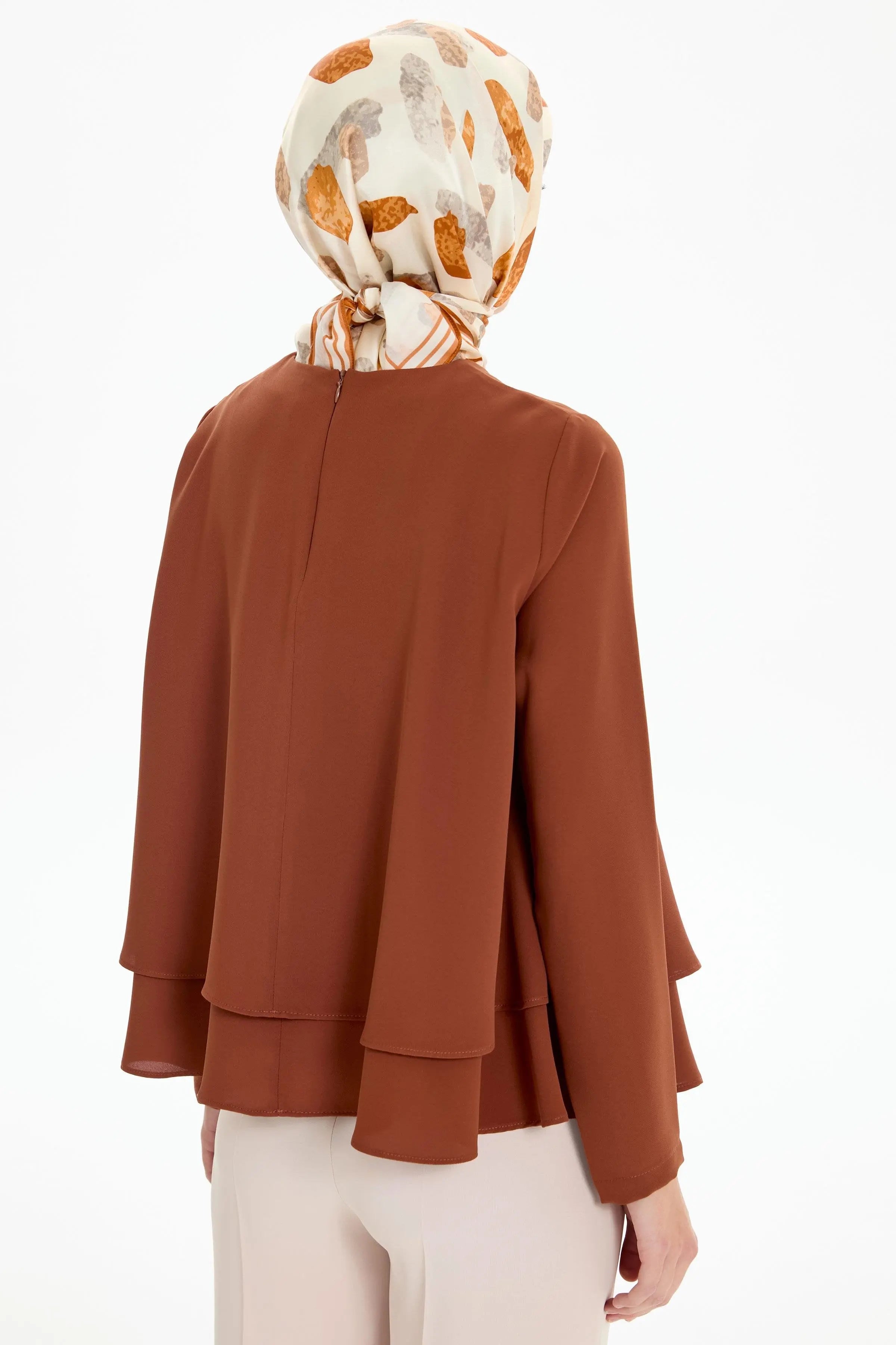 İki Katlı Bluz - Kahve TUGBA