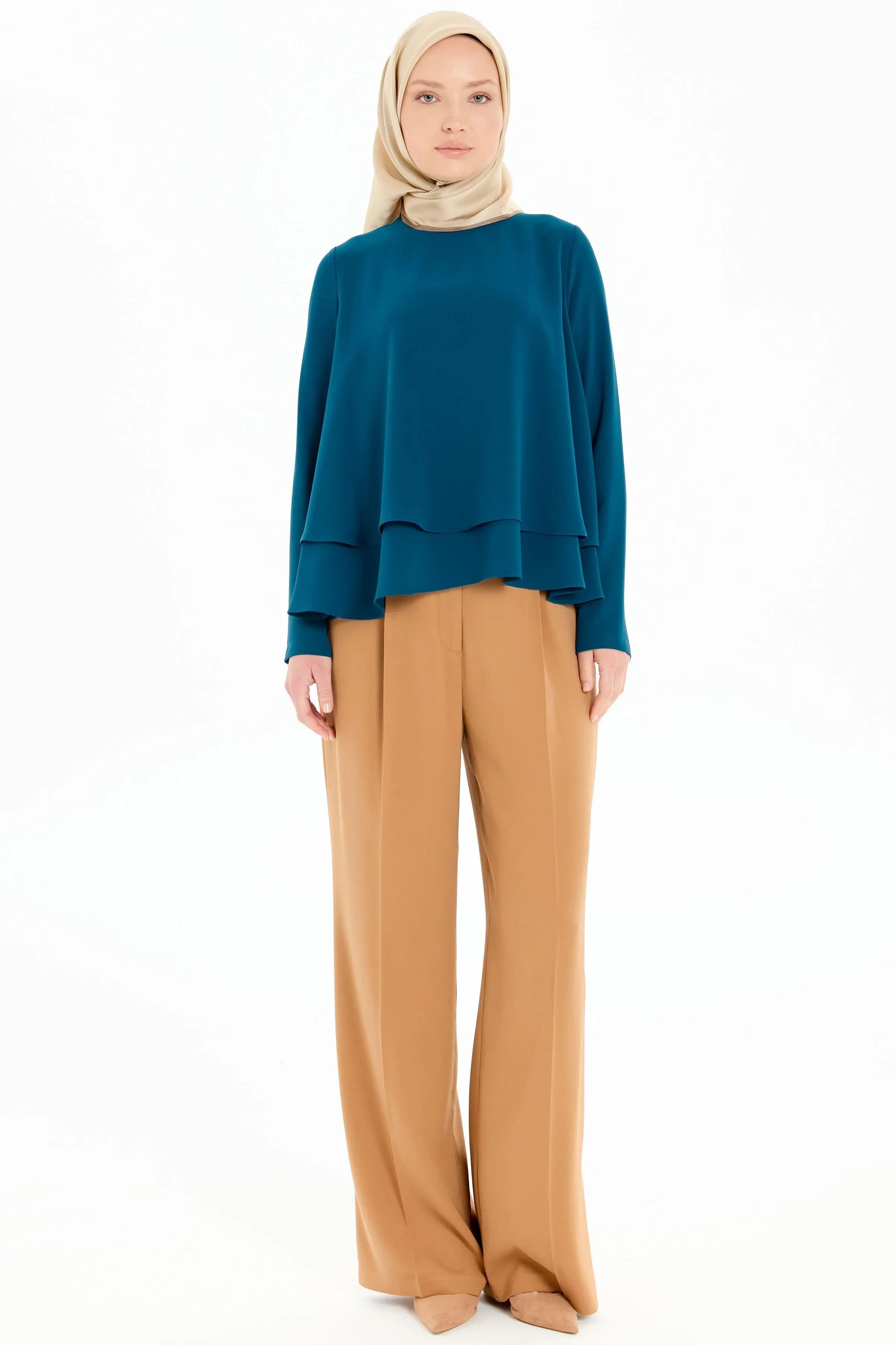 İki Katlı Bluz - Petrol TUGBA