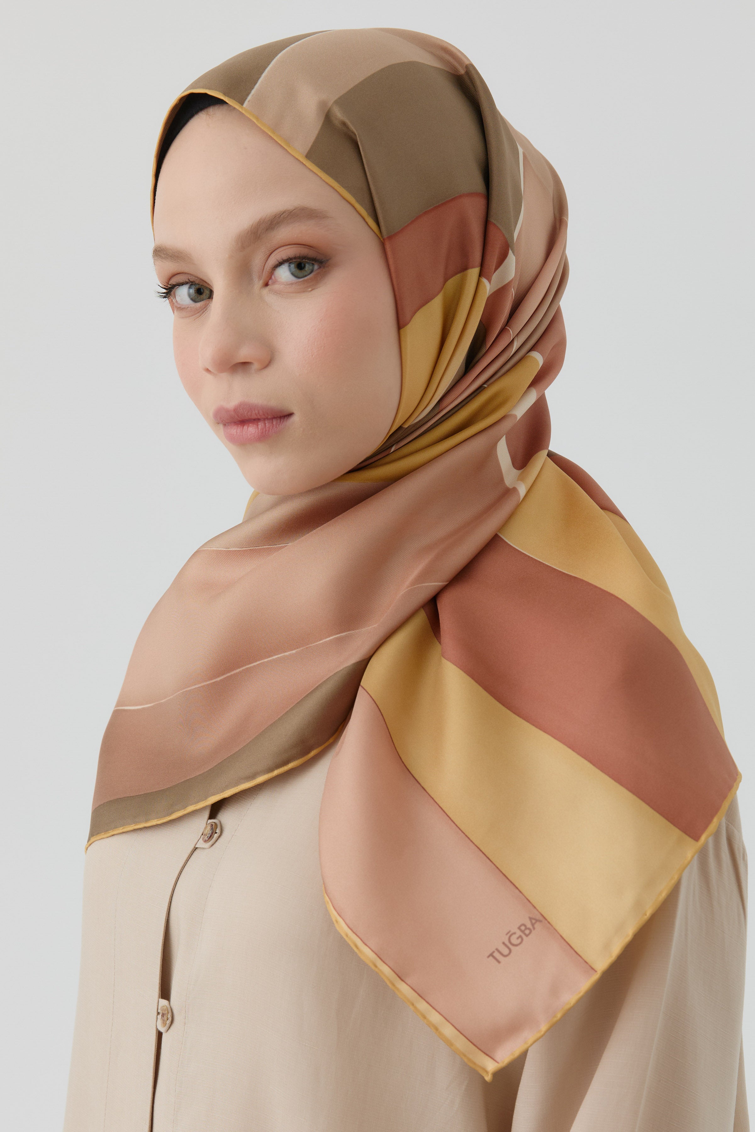 Ilgın Twill İpek Eşarp - Kiremit TUGBA