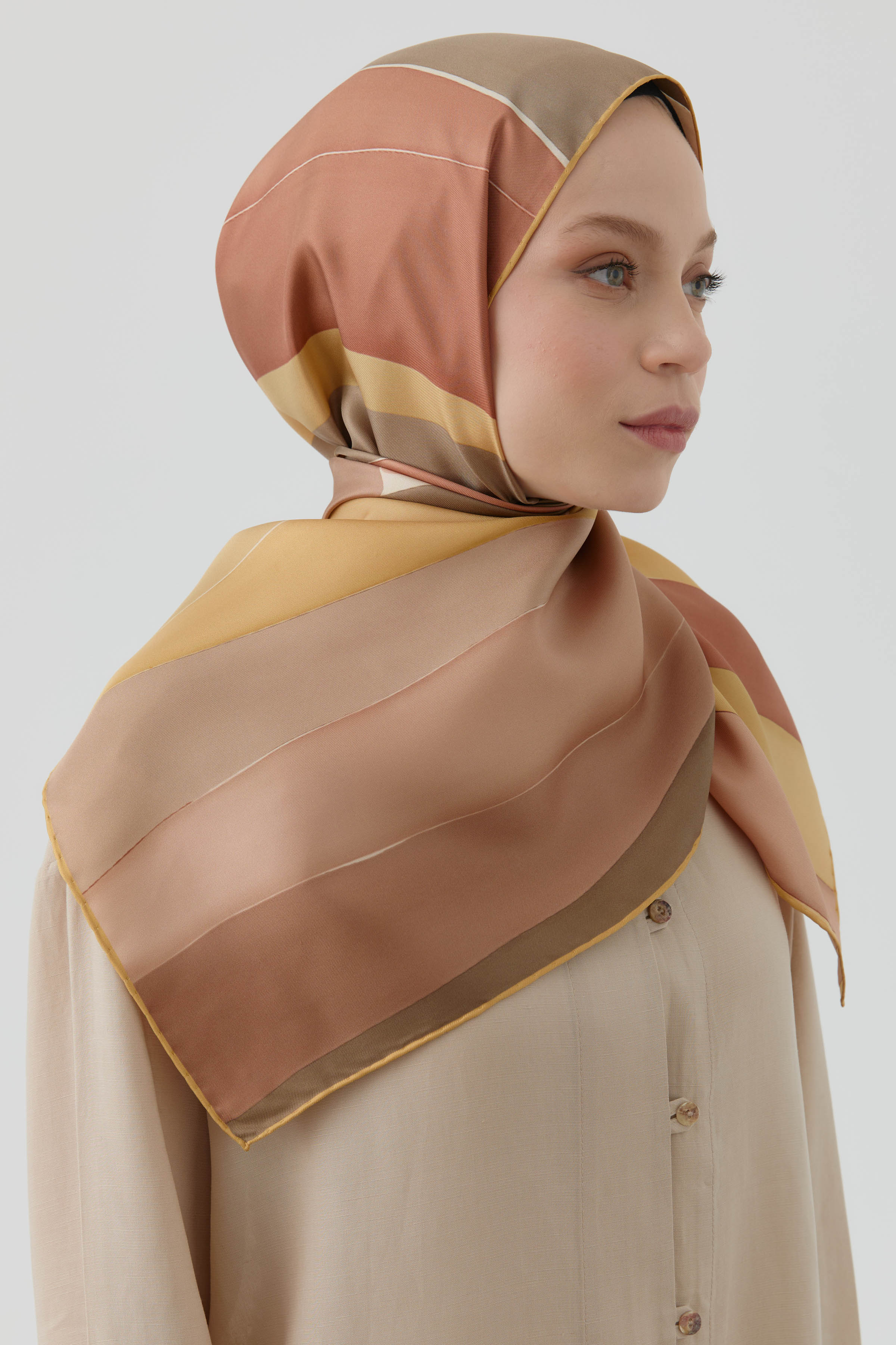 Ilgın Twill İpek Eşarp - Kiremit TUGBA