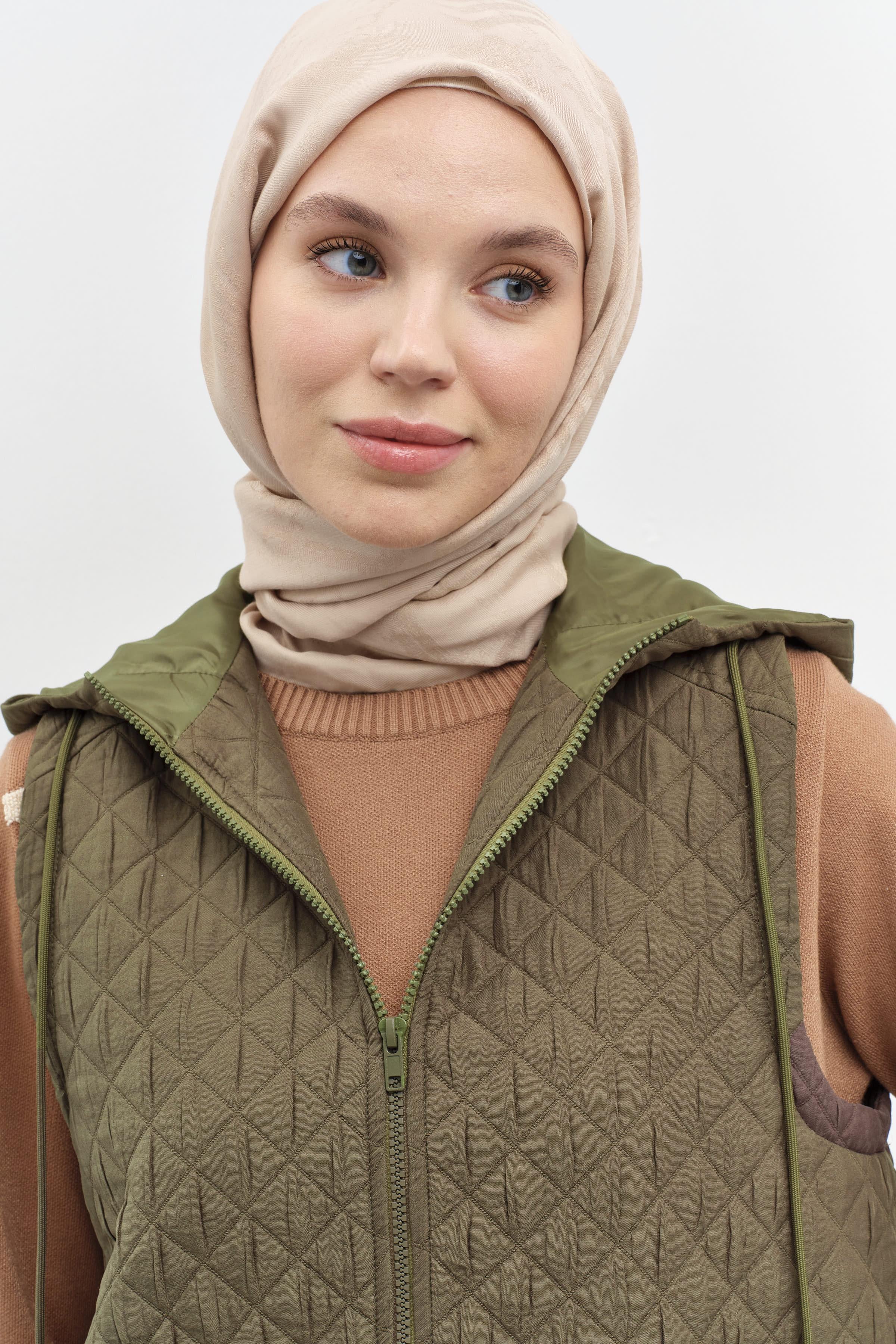 Cepli İnce Kapitone Yelek - Haki TUGBA