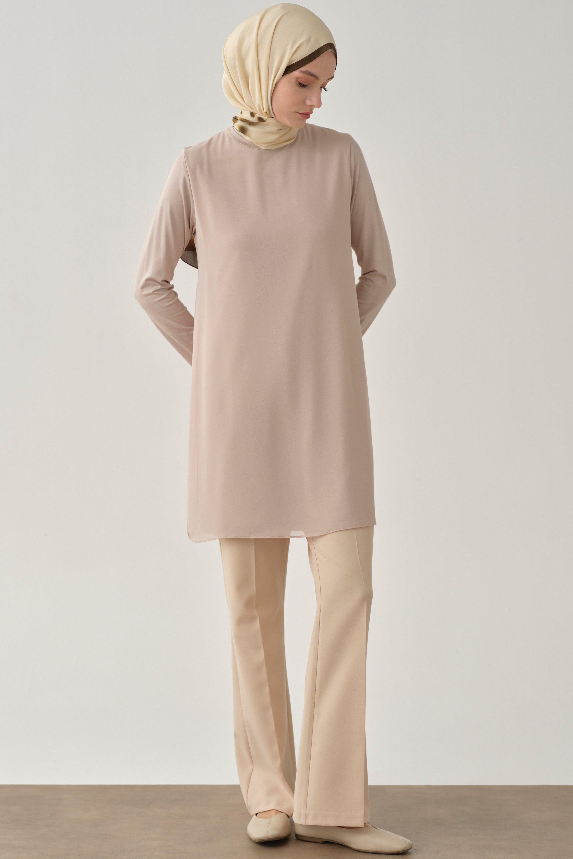 İspanyol Paça Basic Pantolon - Bej TUGBA