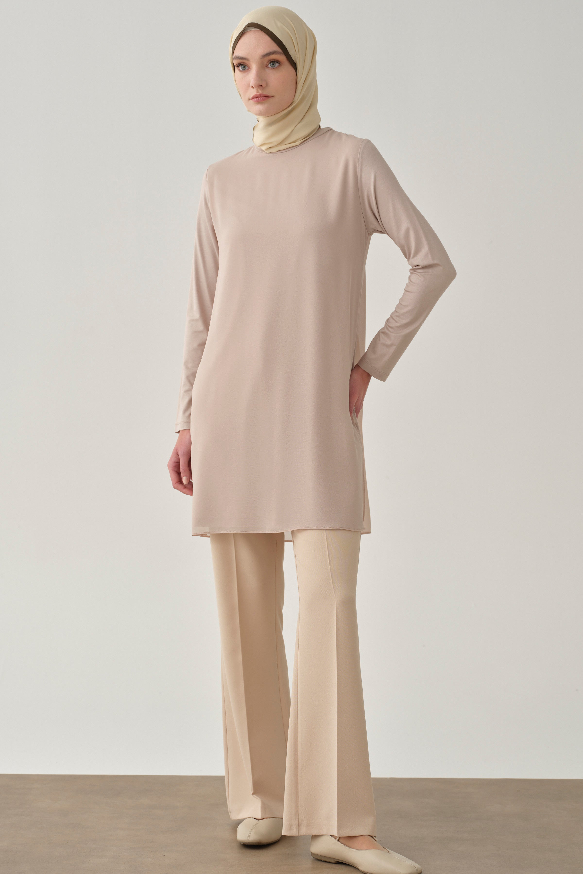 İspanyol Paça Basic Pantolon - Bej TUGBA