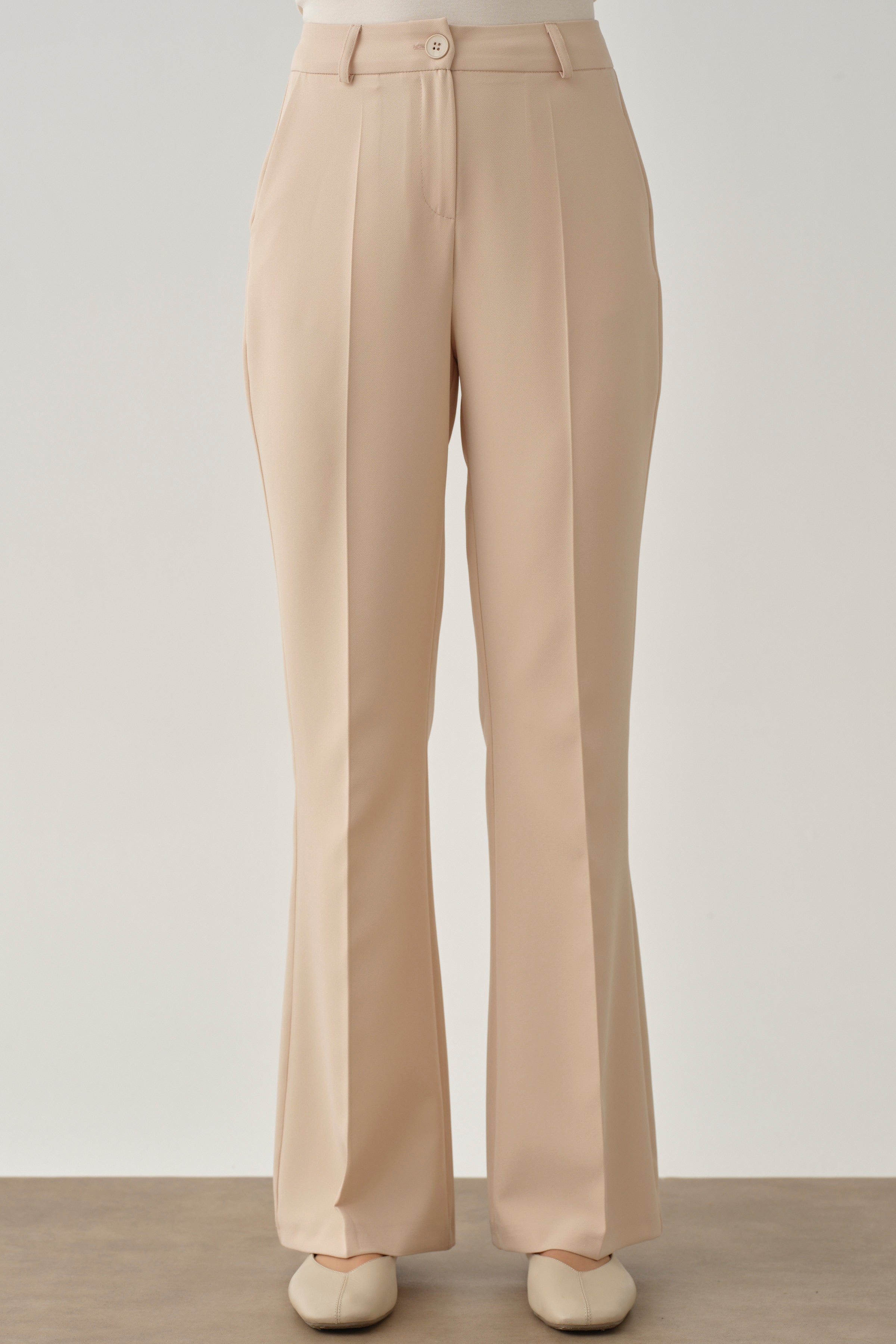 İspanyol Paça Basic Pantolon - Bej TUGBA