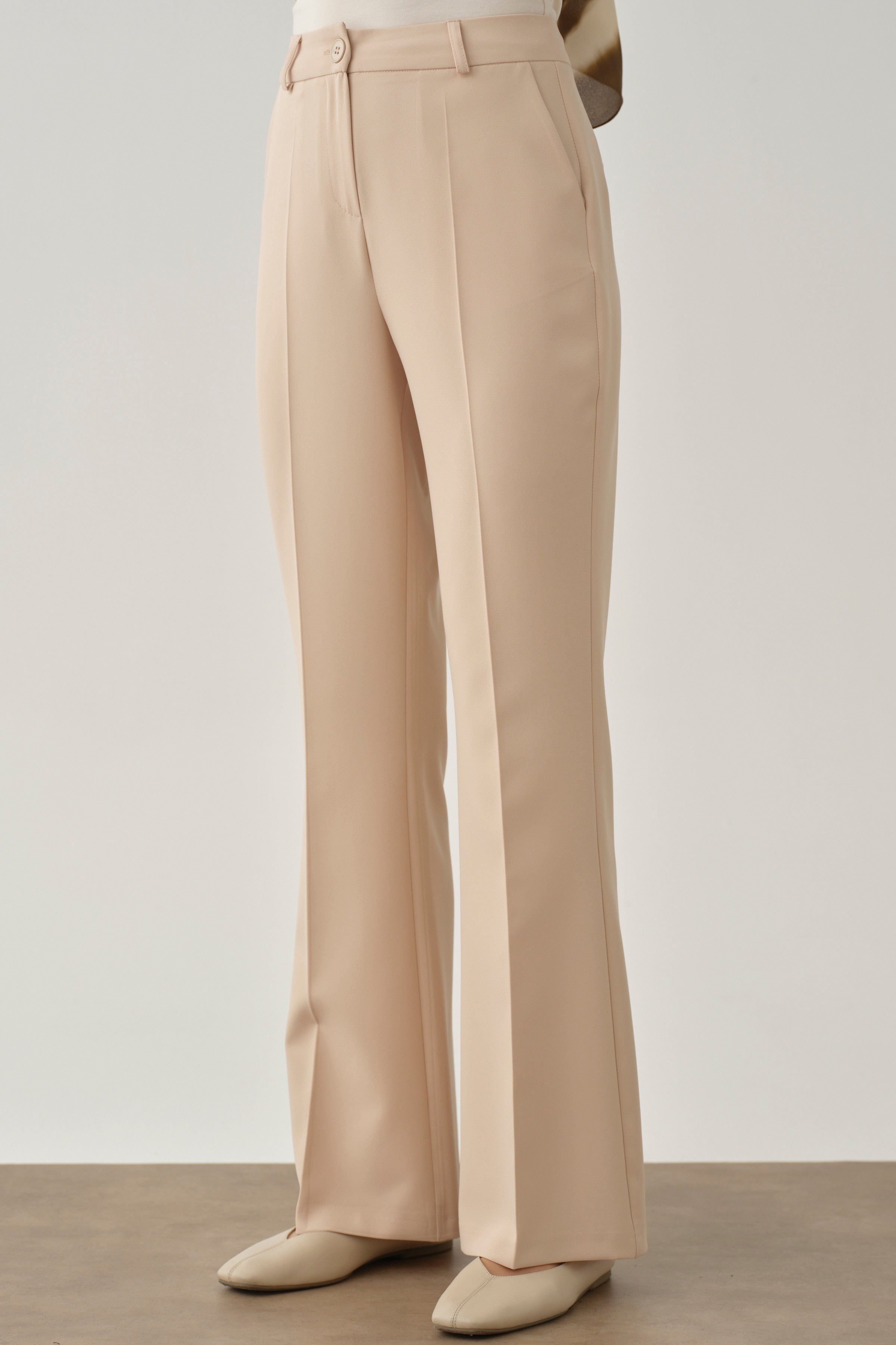 İspanyol Paça Basic Pantolon - Bej TUGBA