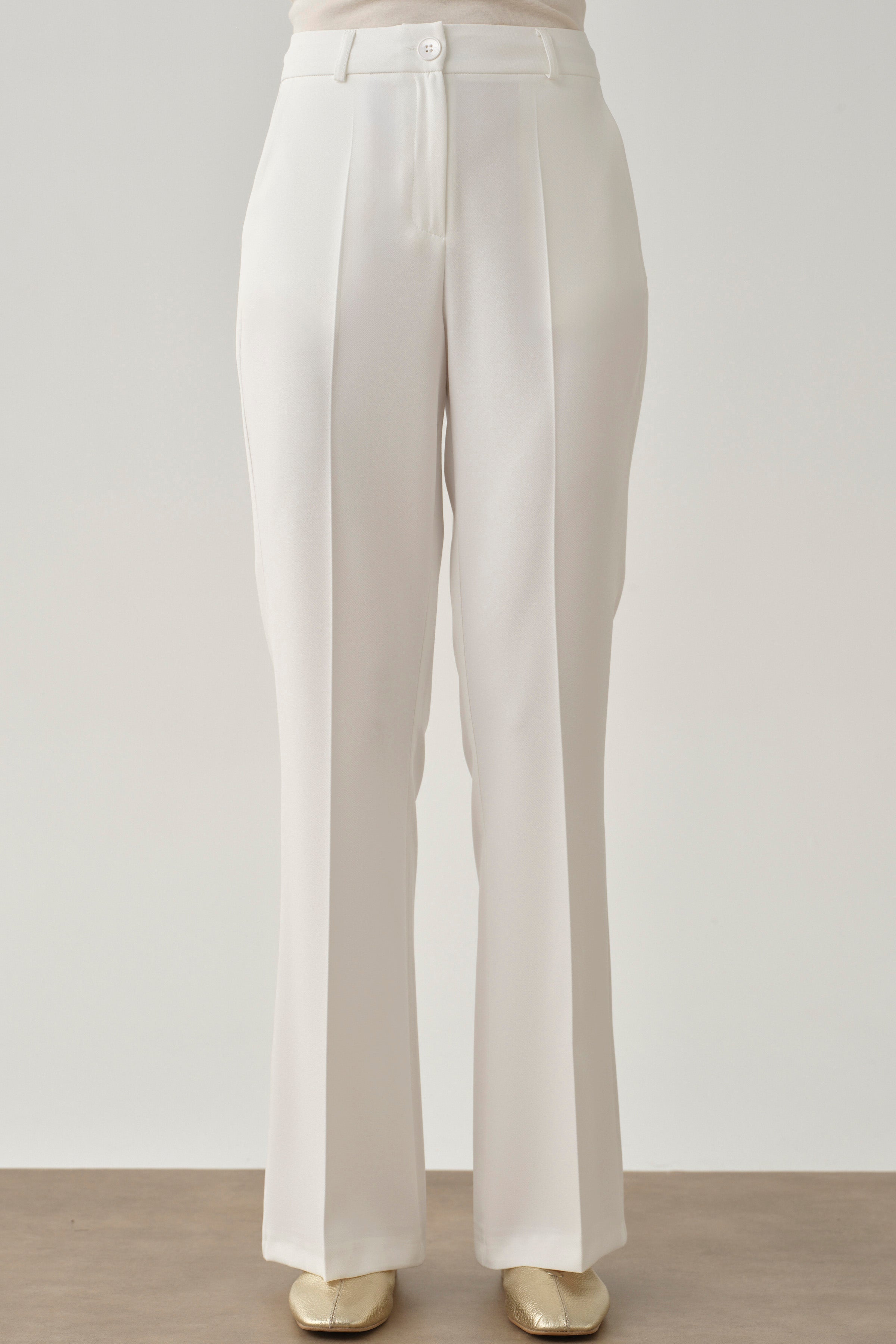 İspanyol Paça Basic Pantolon - Ekru TUGBA