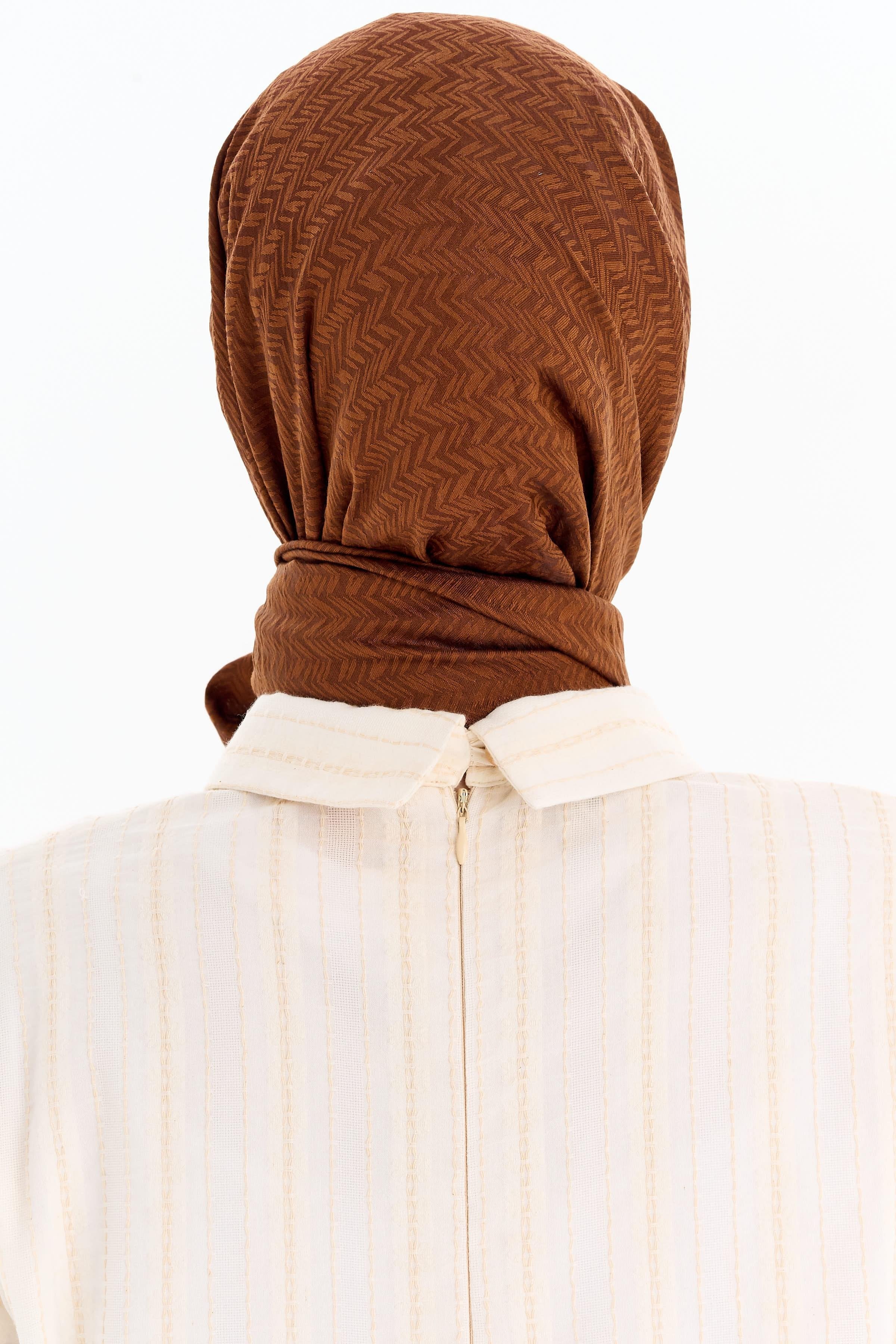 Balıksırtı Desen Viskon Şal - Açık Kahve TUGBA