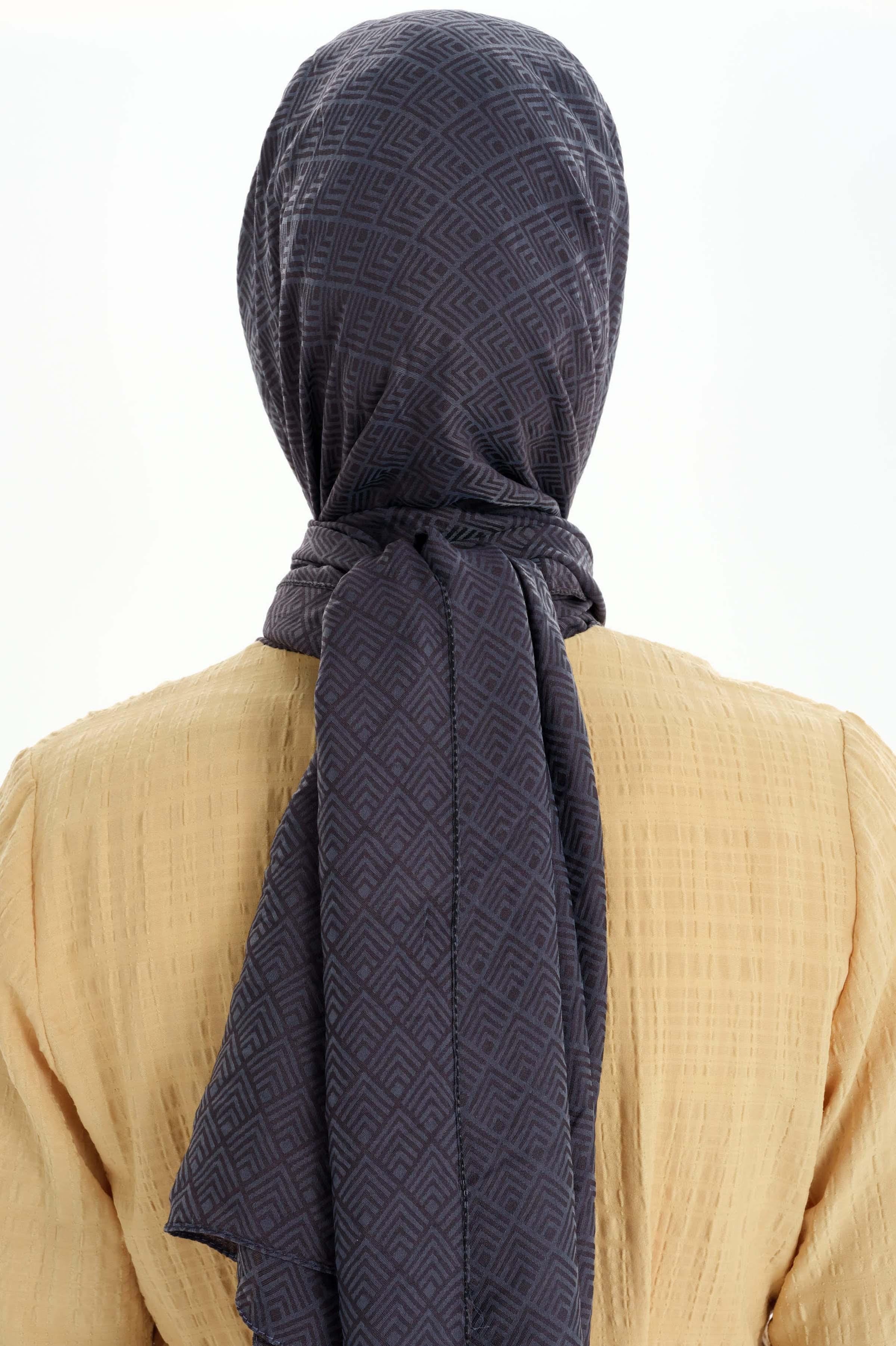 Geometrik Desen Viskon Şal - Antrasit TUGBA